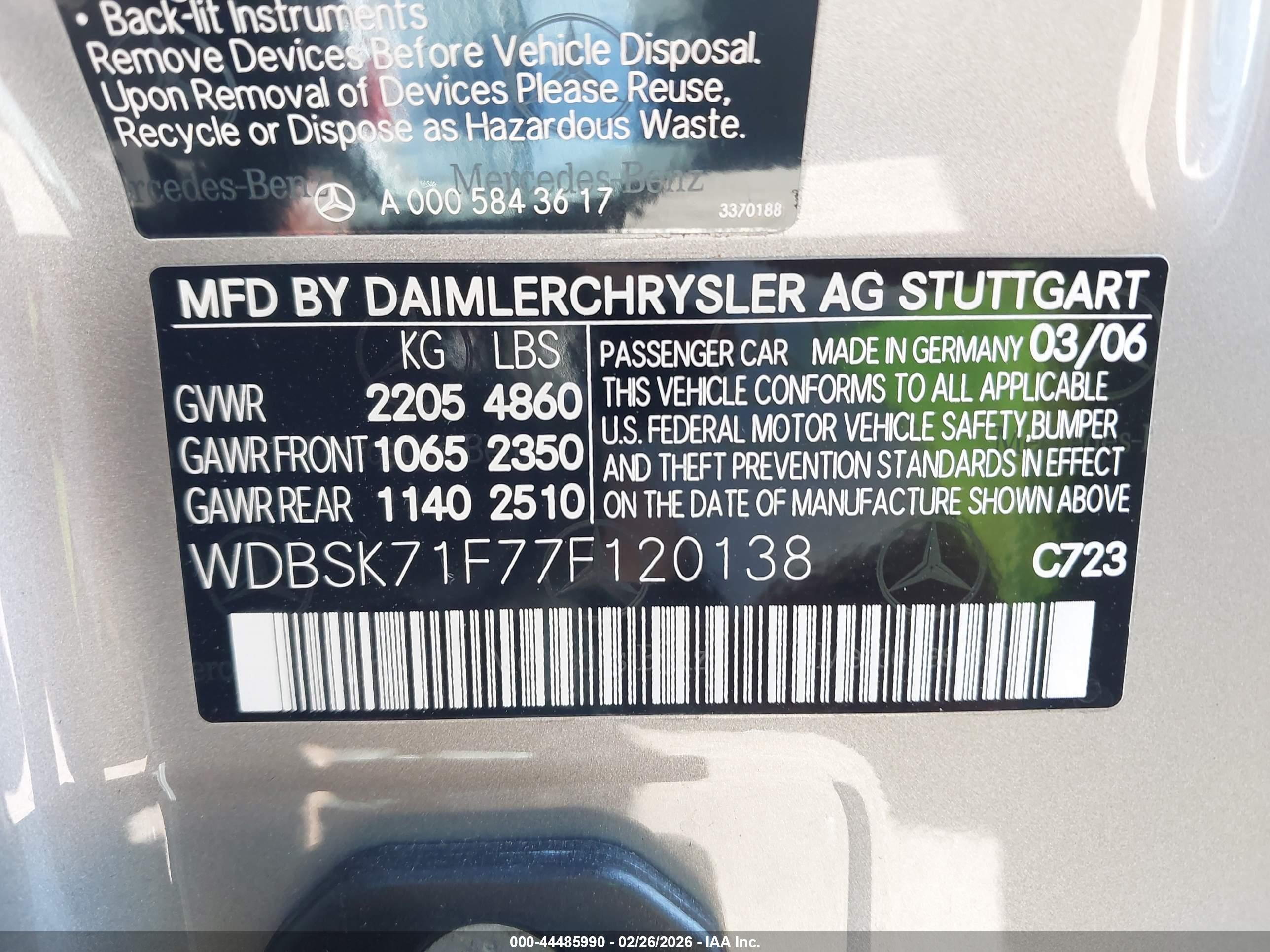 2007 Mercedes-benz Sl 550   Gray vin: WDBSK71F77F120138