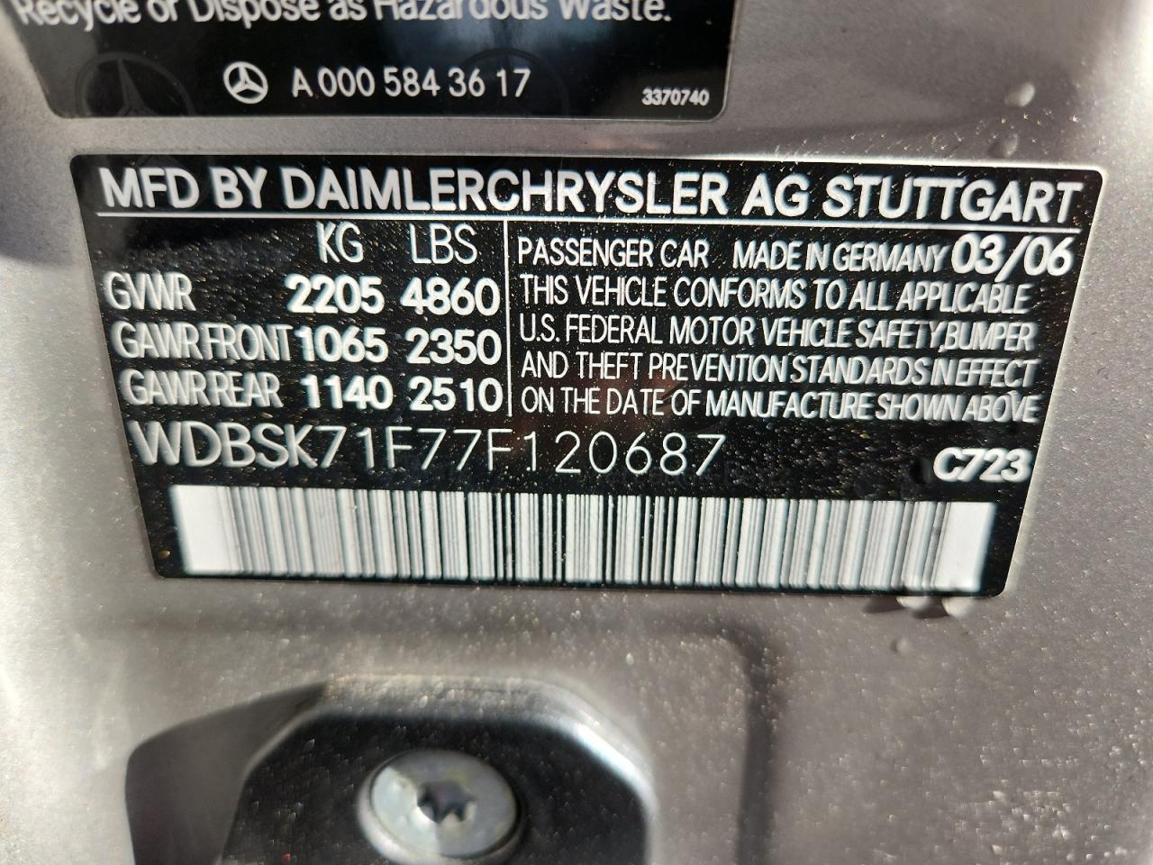 2007 Mercedes-benz Sl 550 Beige vin: WDBSK71F77F120687