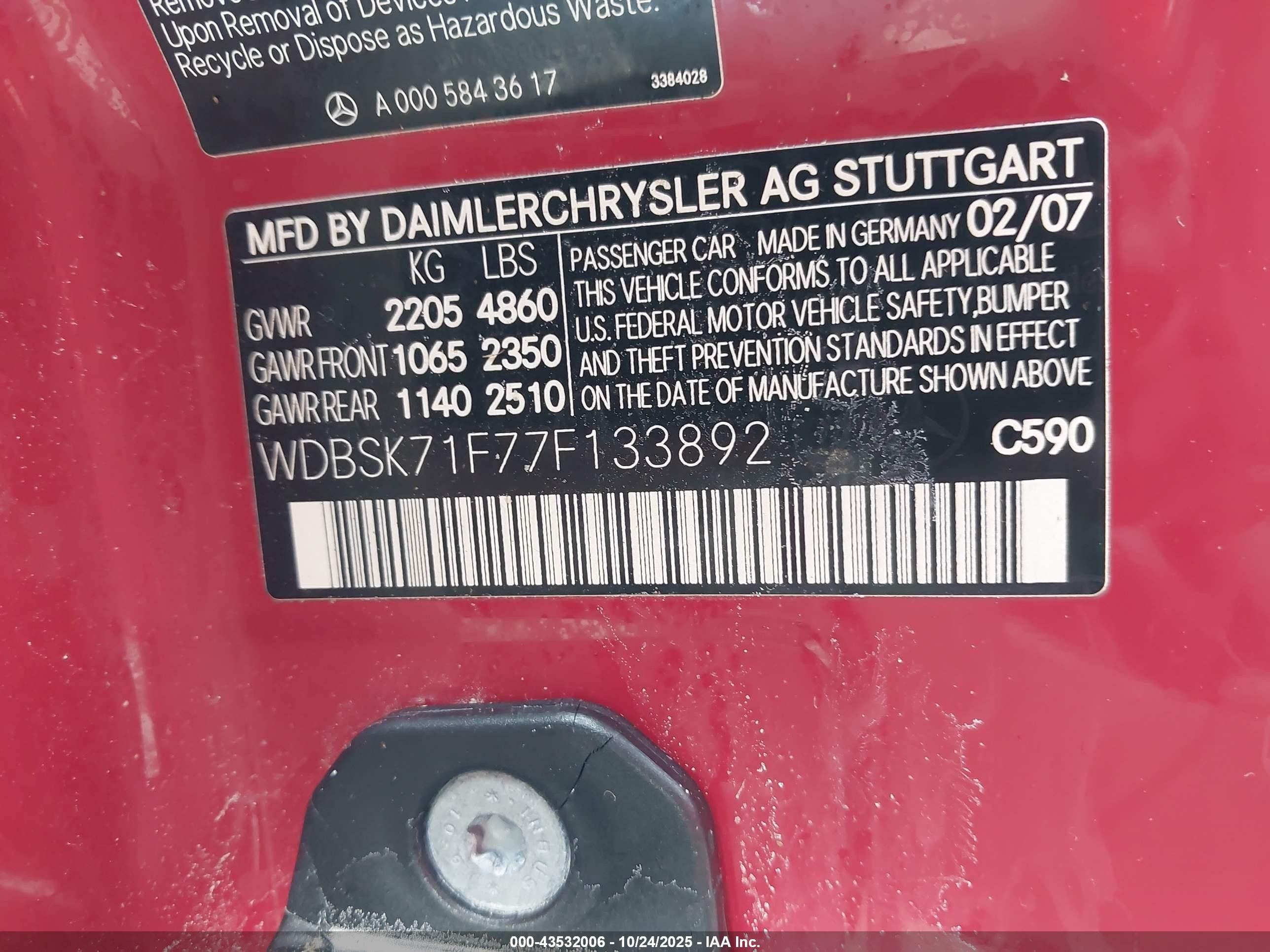 2007 Mercedes-benz Sl 550   Red vin: WDBSK71F77F133892