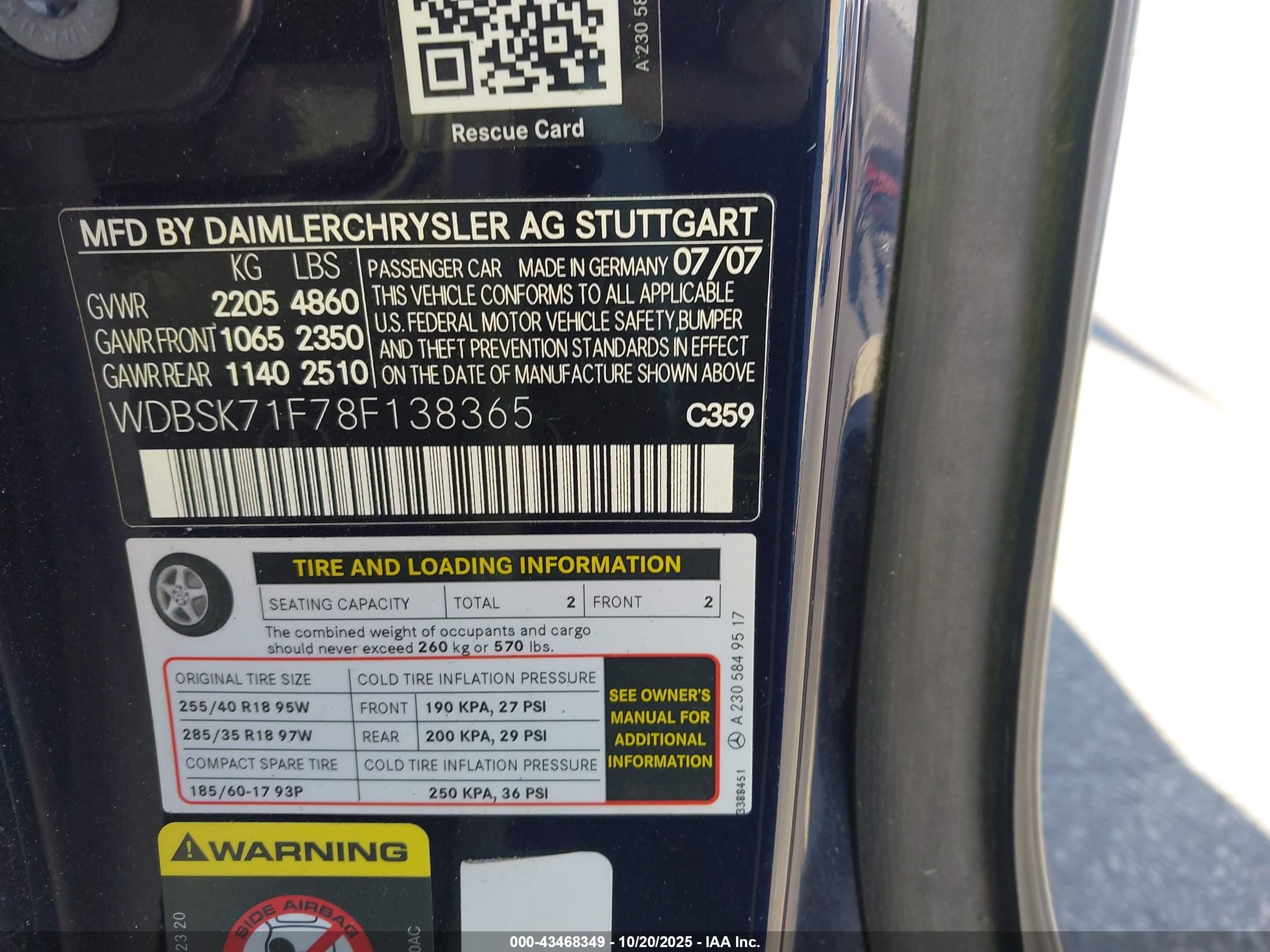 2008 Mercedes-benz Sl 550   Blue vin: WDBSK71F78F138365
