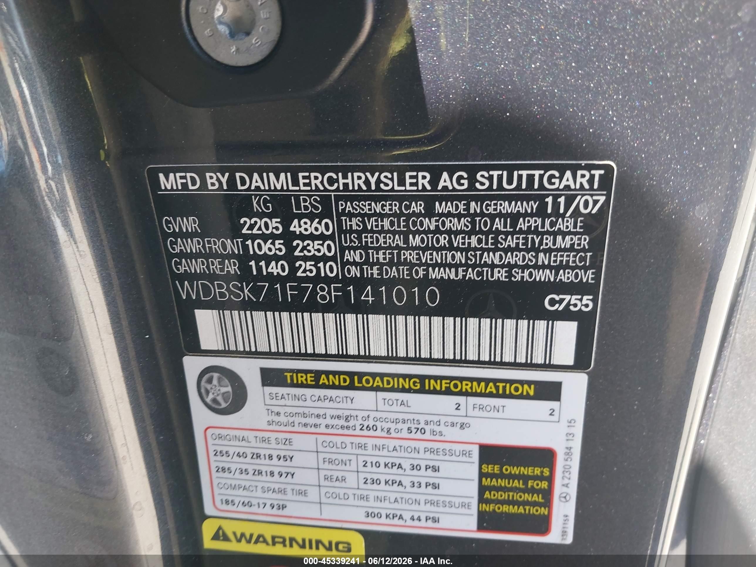 2008 Mercedes-benz Sl 550   Gray vin: WDBSK71F78F141010