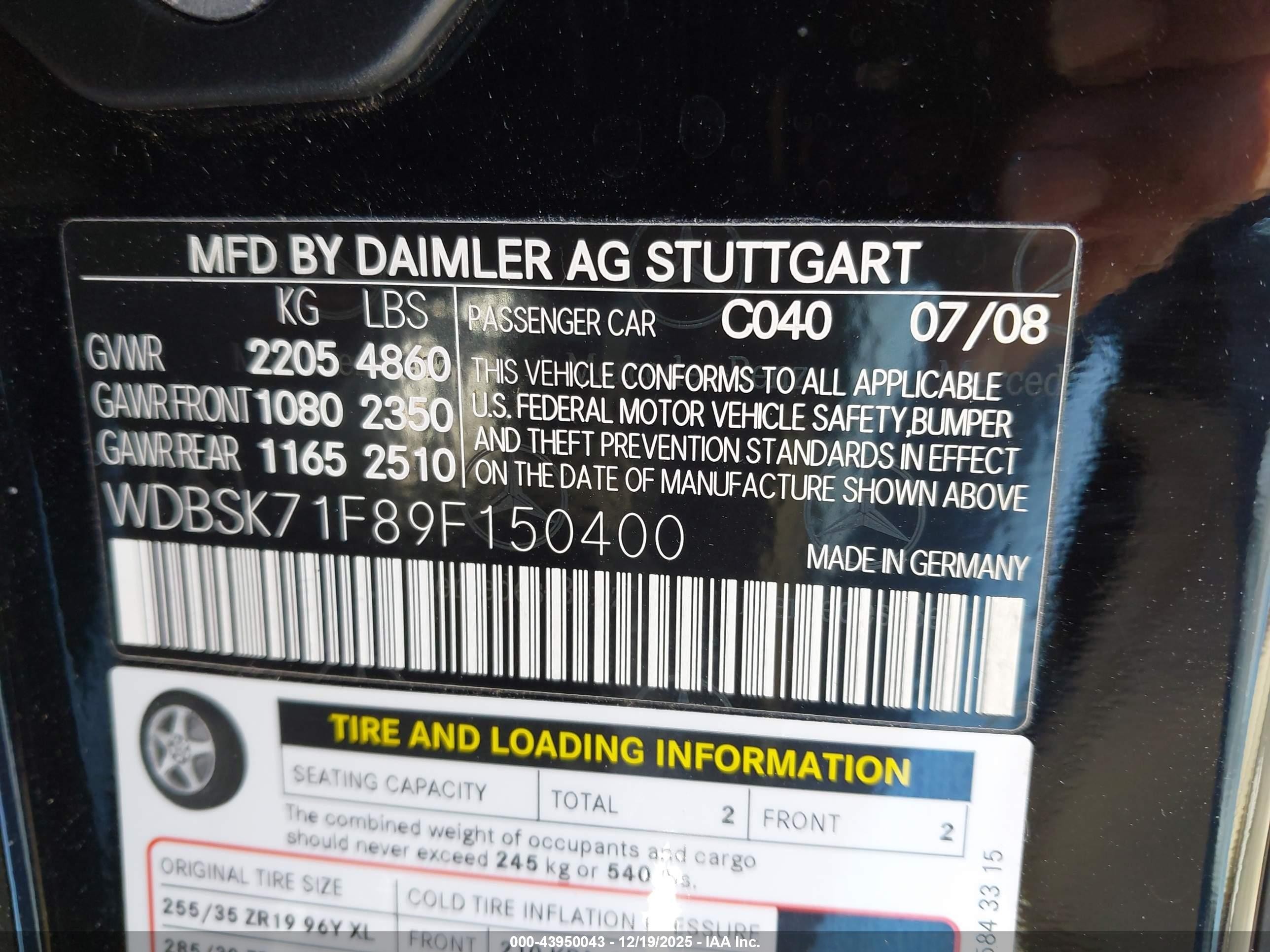 2009 Mercedes-benz Sl 550   Black vin: WDBSK71F89F150400
