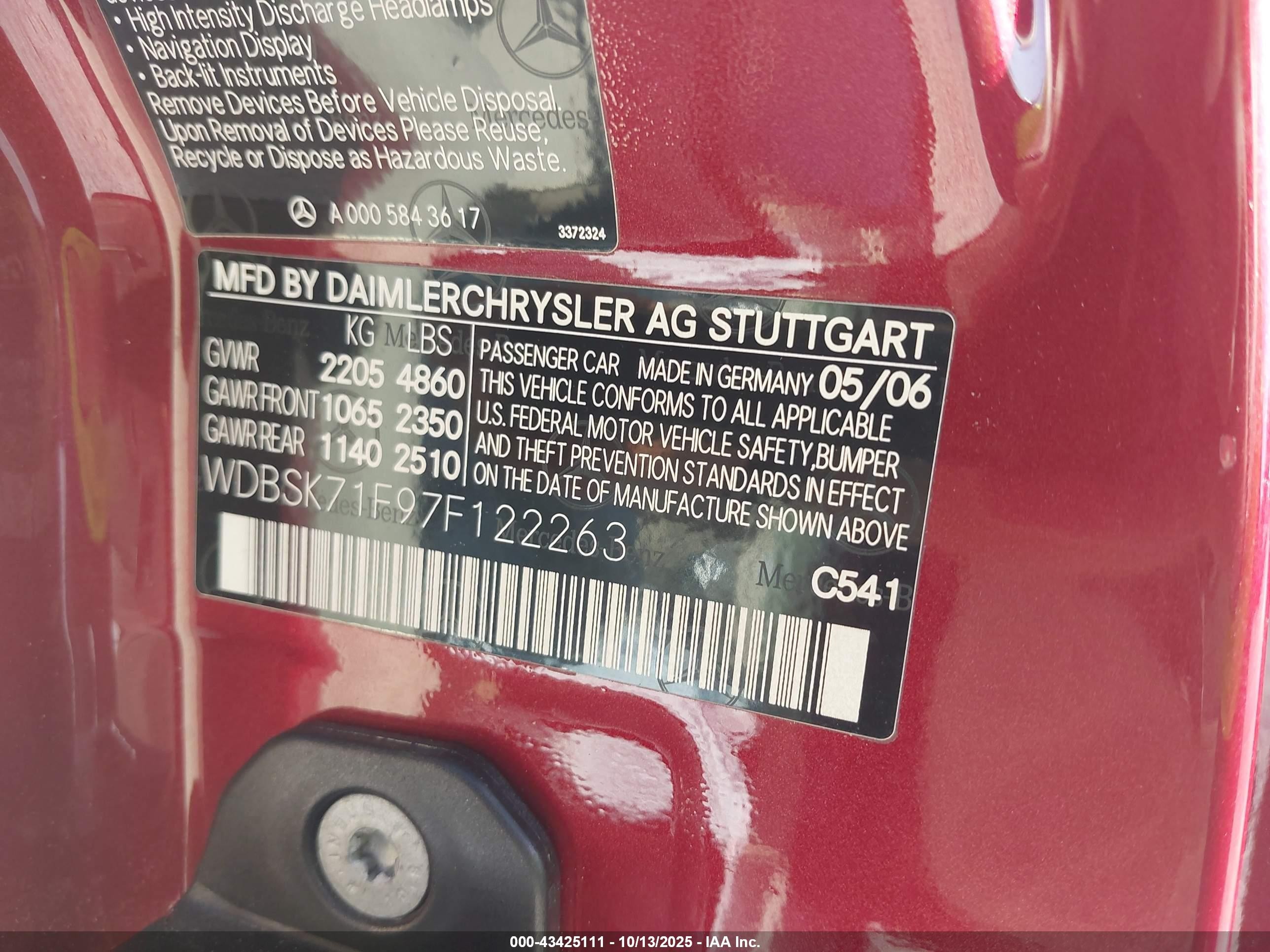 2007 Mercedes-benz Sl 550   Red vin: WDBSK71F97F122263
