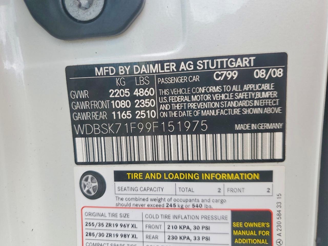 2009 Mercedes-benz Sl 550 Белый vin: WDBSK71F99F151975
