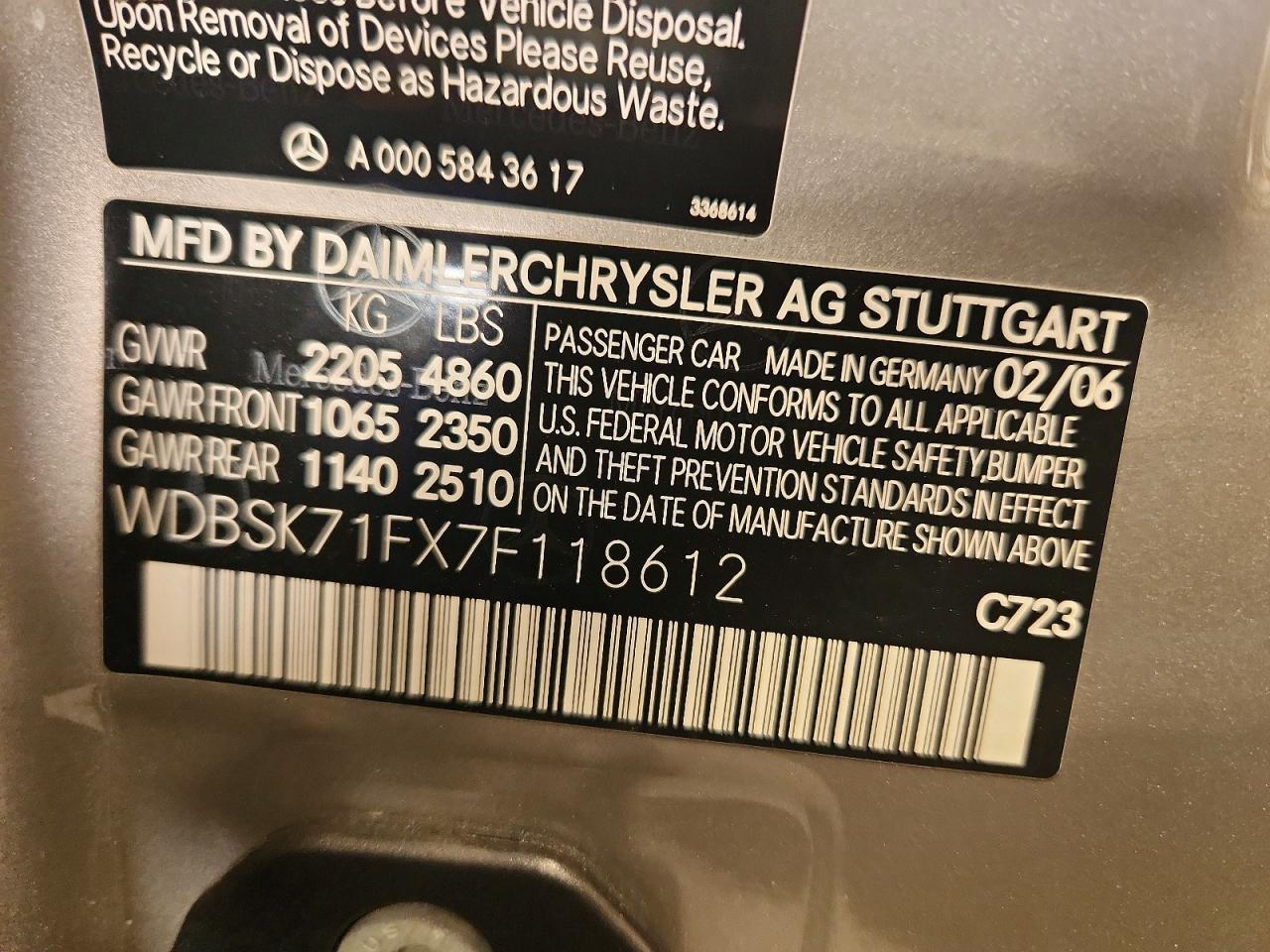 2007 Mercedes-benz Sl 550 Silver vin: WDBSK71FX7F118612