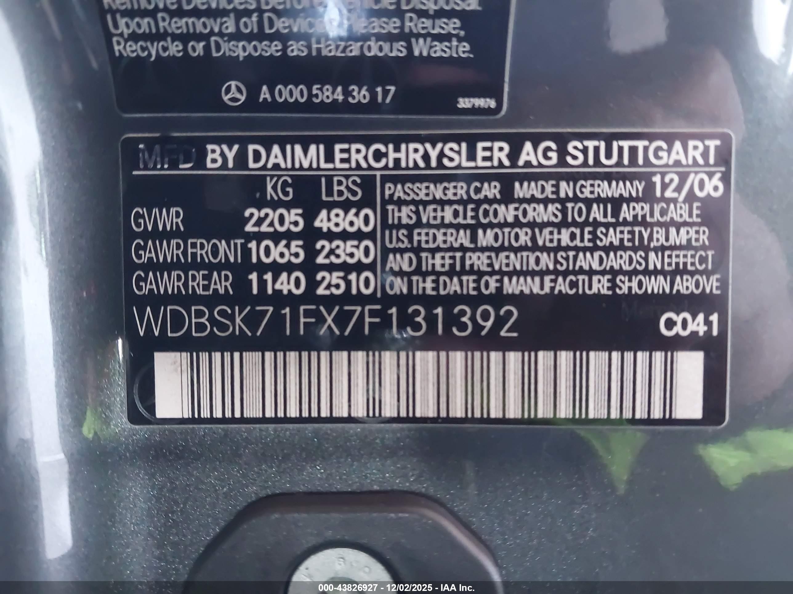 2007 Mercedes-benz Sl 550   Gray vin: WDBSK71FX7F131392