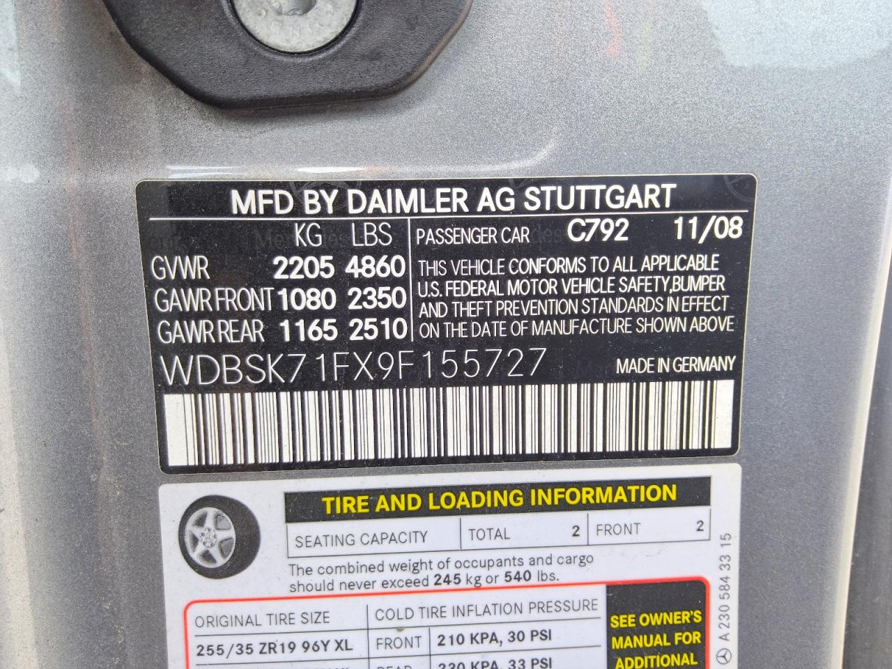 2009 Mercedes-benz Sl 550 Silver vin: WDBSK71FX9F155727