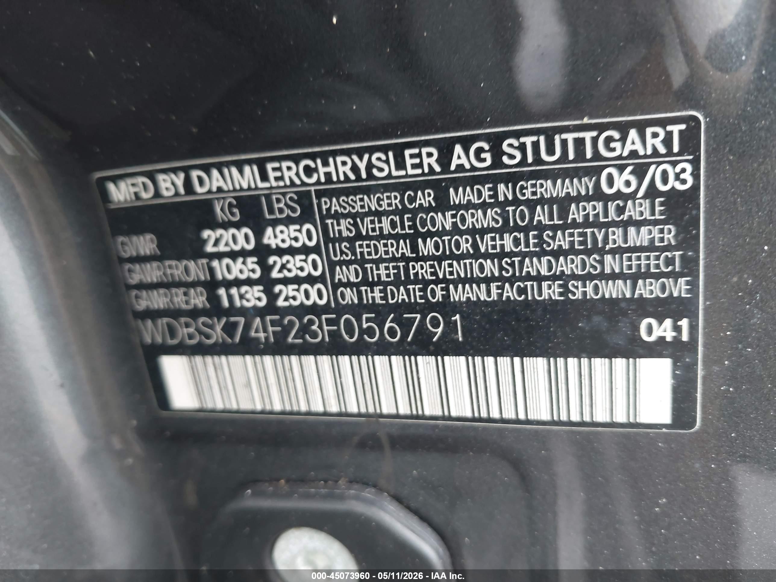 2003 Mercedes-benz Sl 55 Amg   Gray vin: WDBSK74F23F056791