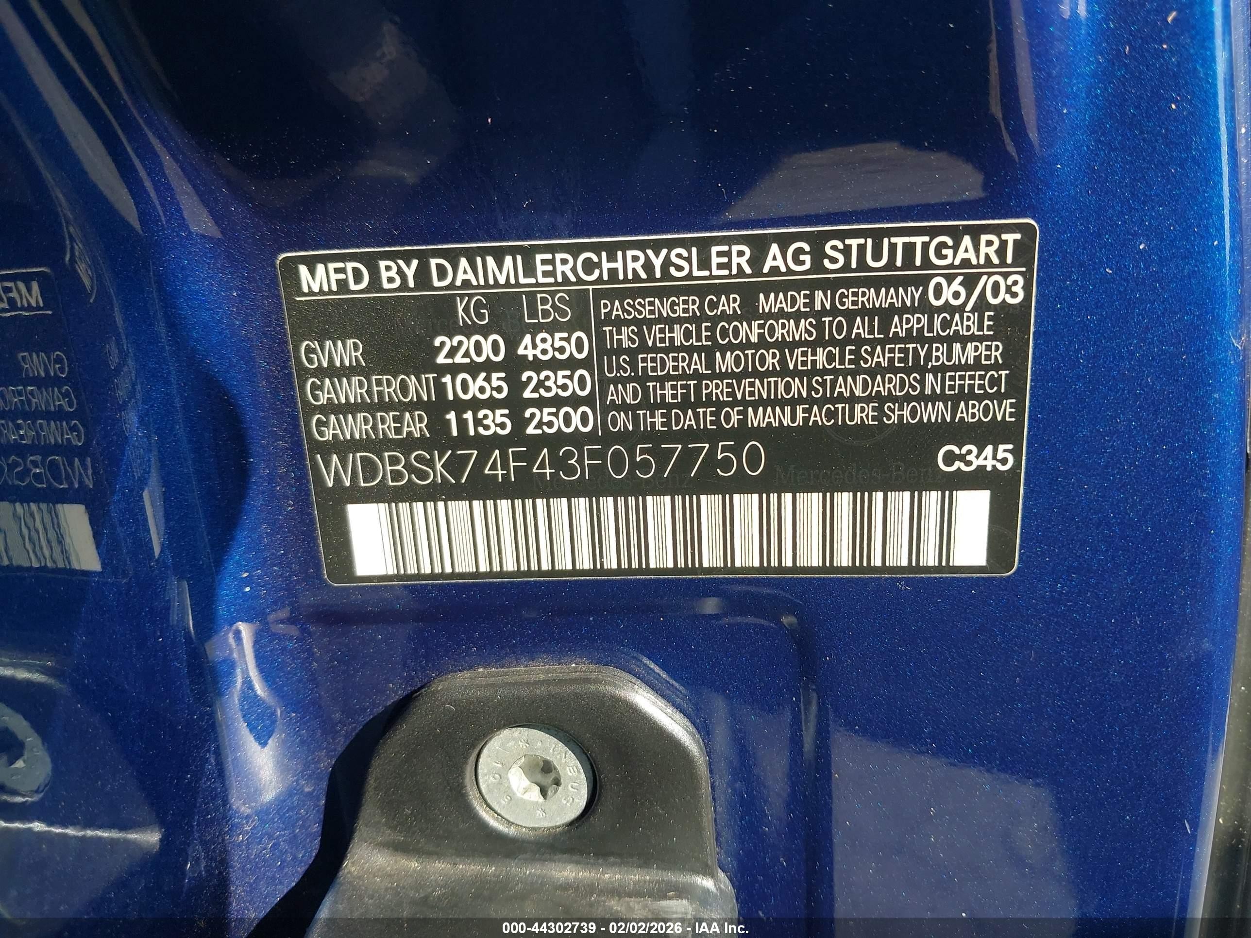 2003 Mercedes-benz Sl 55 Amg   Синий vin: WDBSK74F43F057750