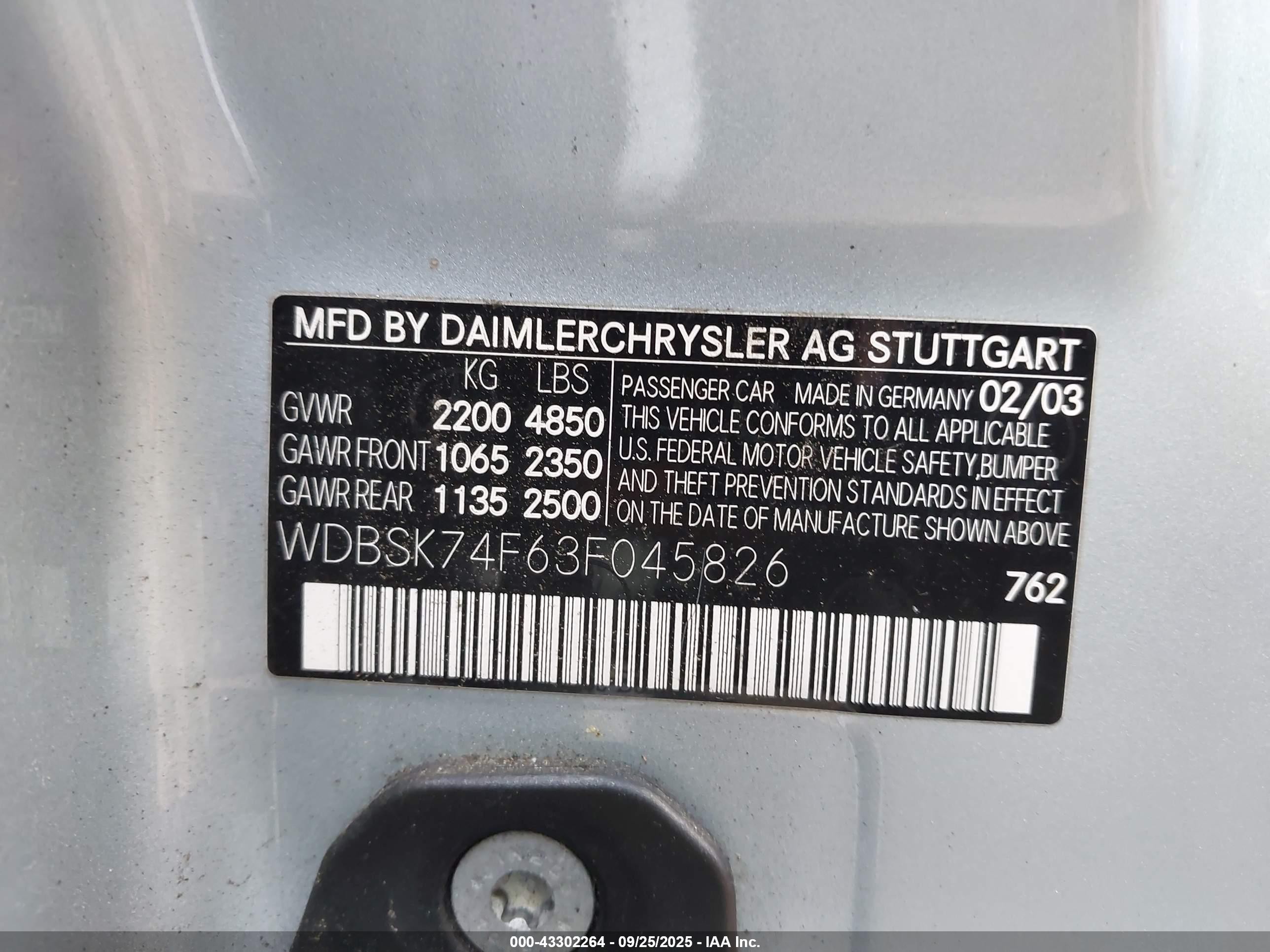 2003 Mercedes-benz Sl 55 Amg   Silver vin: WDBSK74F63F045826