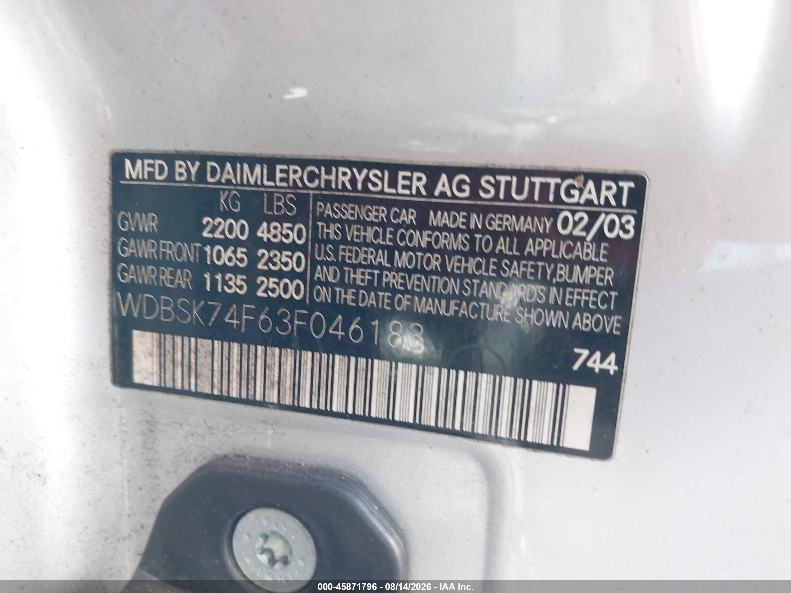 2003 Mercedes-benz Sl 55 Amg Silver vin: WDBSK74F63F046183
