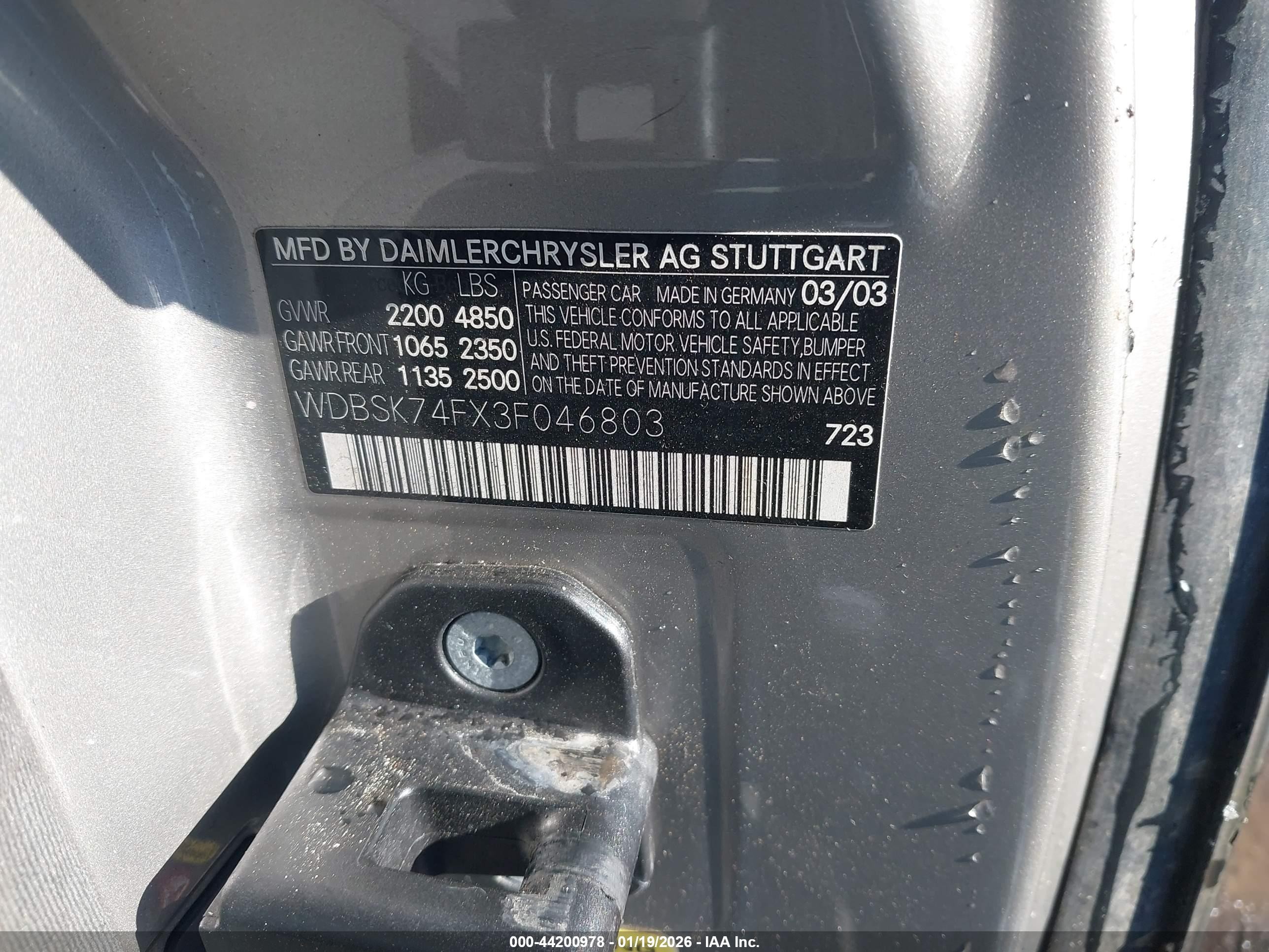 2003 Mercedes-benz Sl 55 Amg   Серебряный vin: WDBSK74FX3F046803
