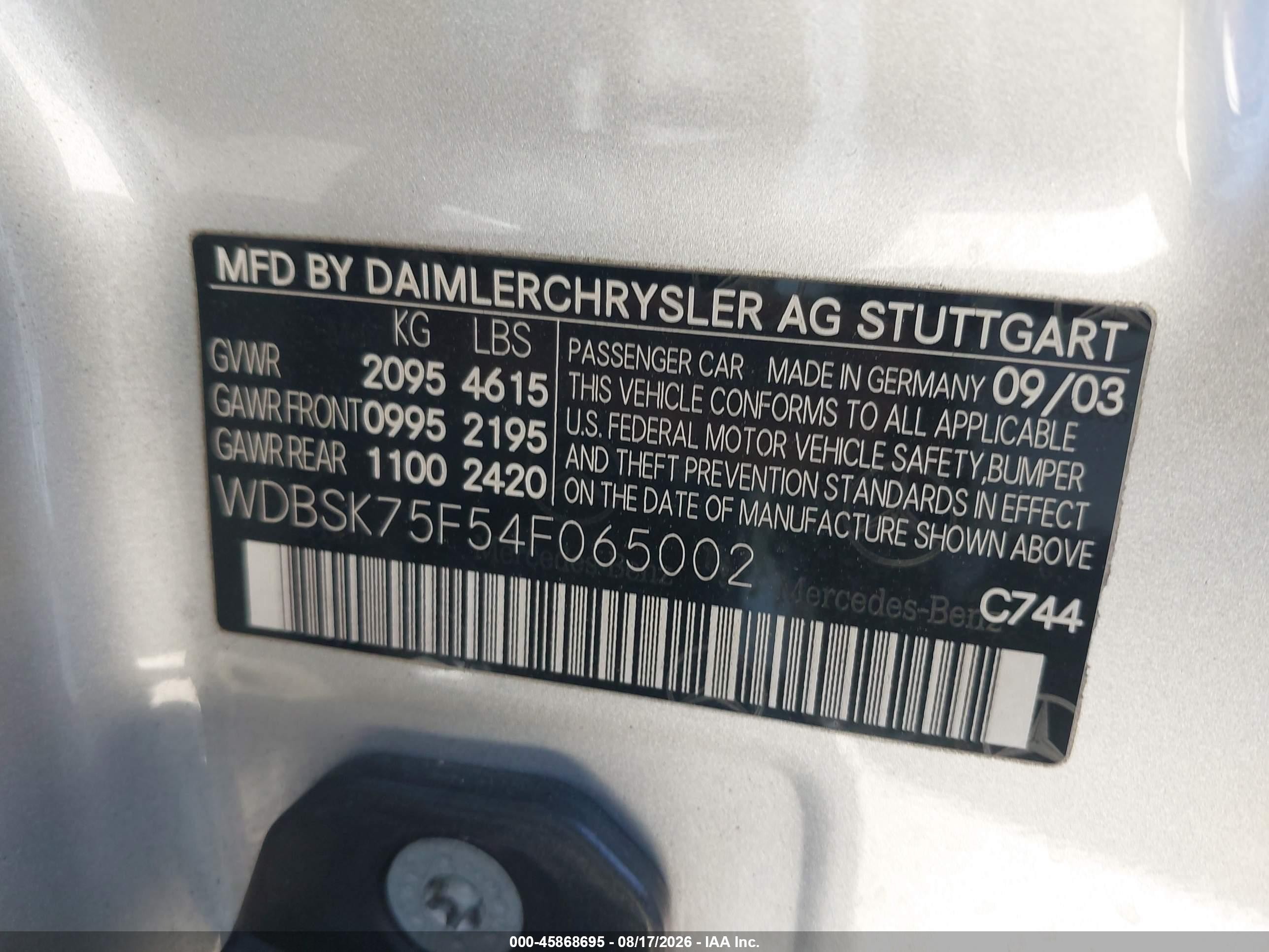 2004 Mercedes-benz Sl 500 Silver vin: WDBSK75F54F065002