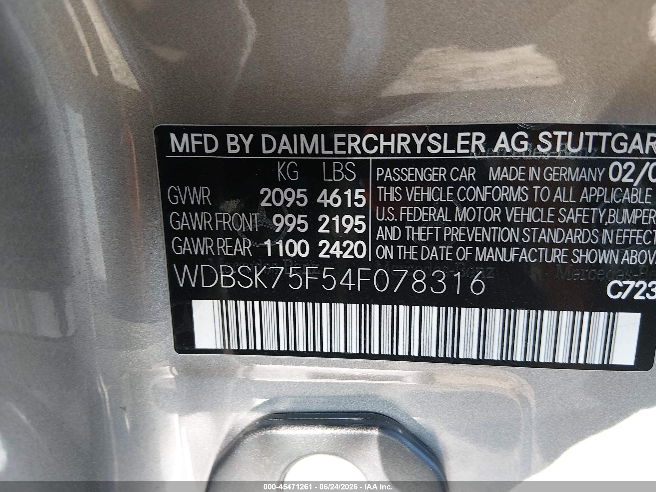 2004 Mercedes-benz Sl 500   Silver vin: WDBSK75F54F078316