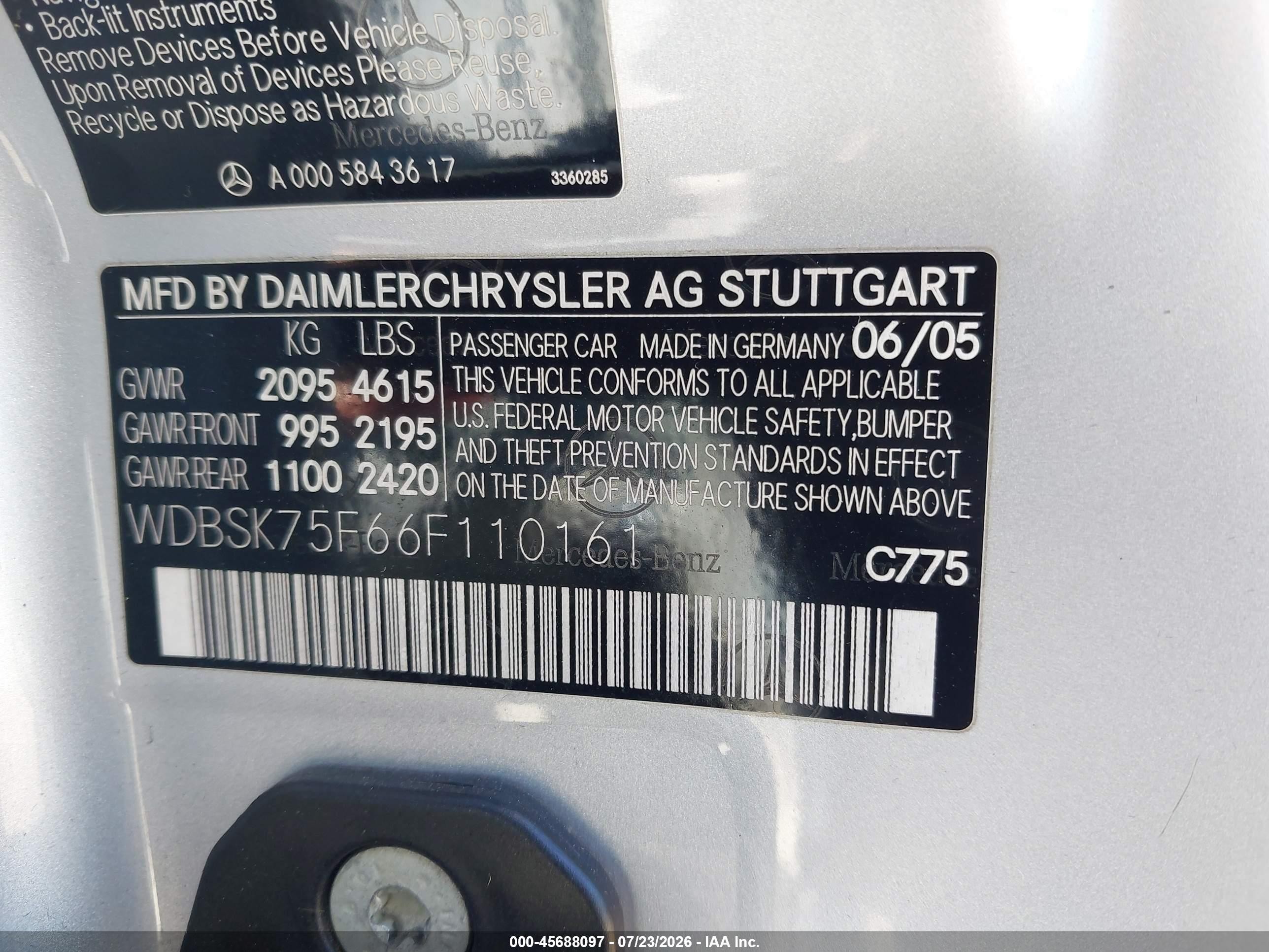 2006 Mercedes-benz Sl 500   Серебряный vin: WDBSK75F66F110161