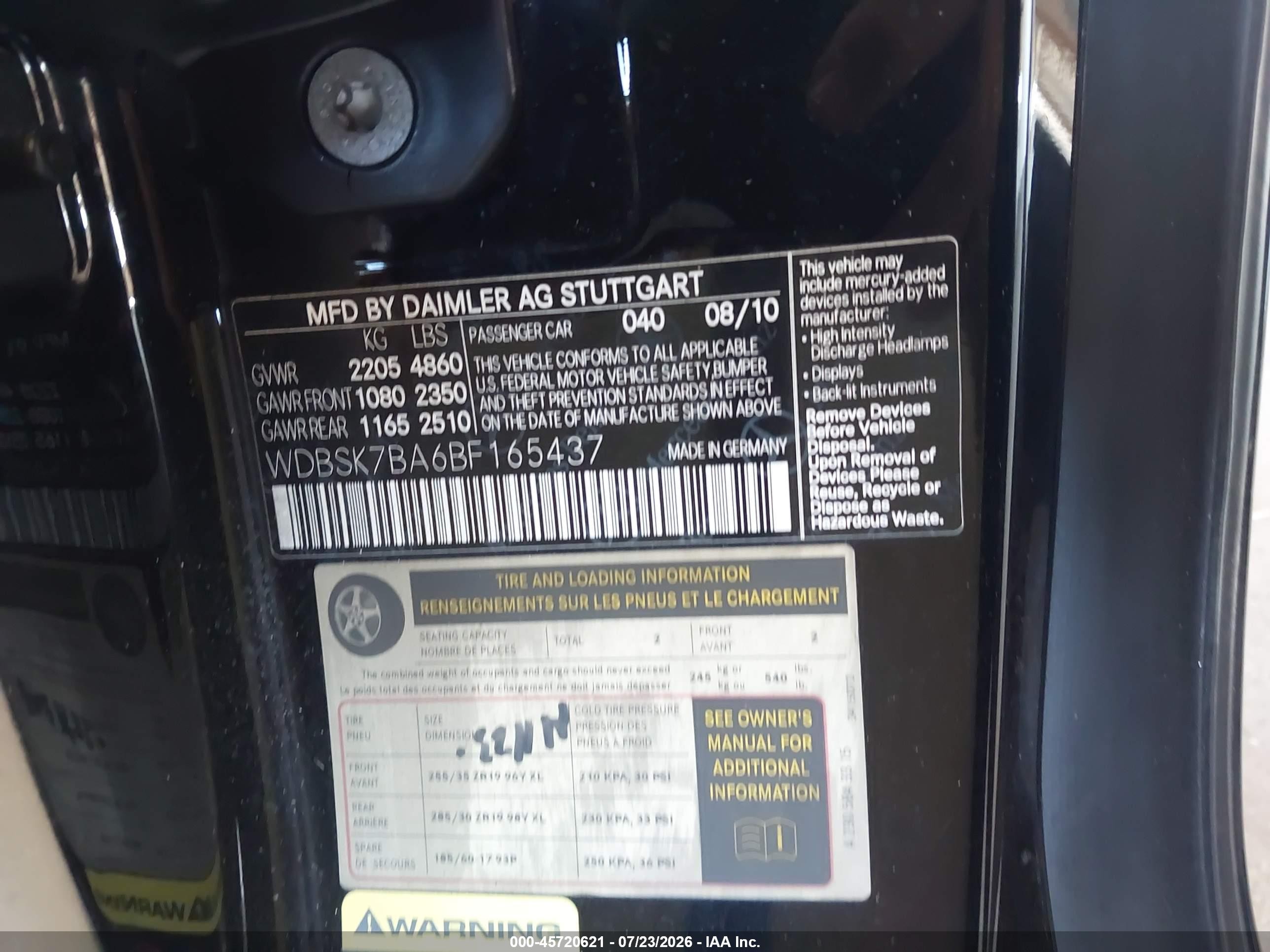 2011 Mercedes-benz Sl 550   Black vin: WDBSK7BA6BF165437