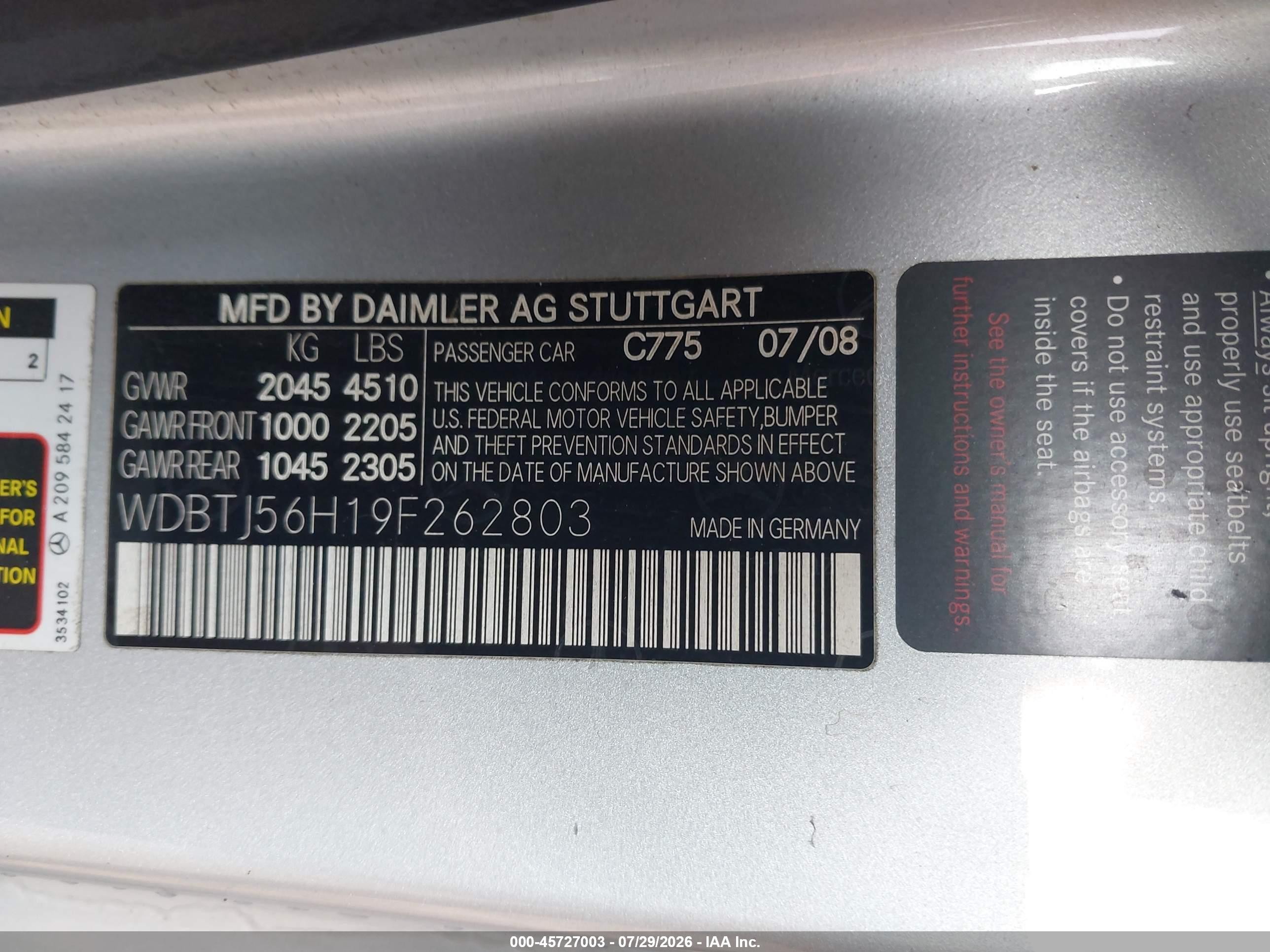 2009 Mercedes-benz Clk 350   Silver vin: WDBTJ56H19F262803