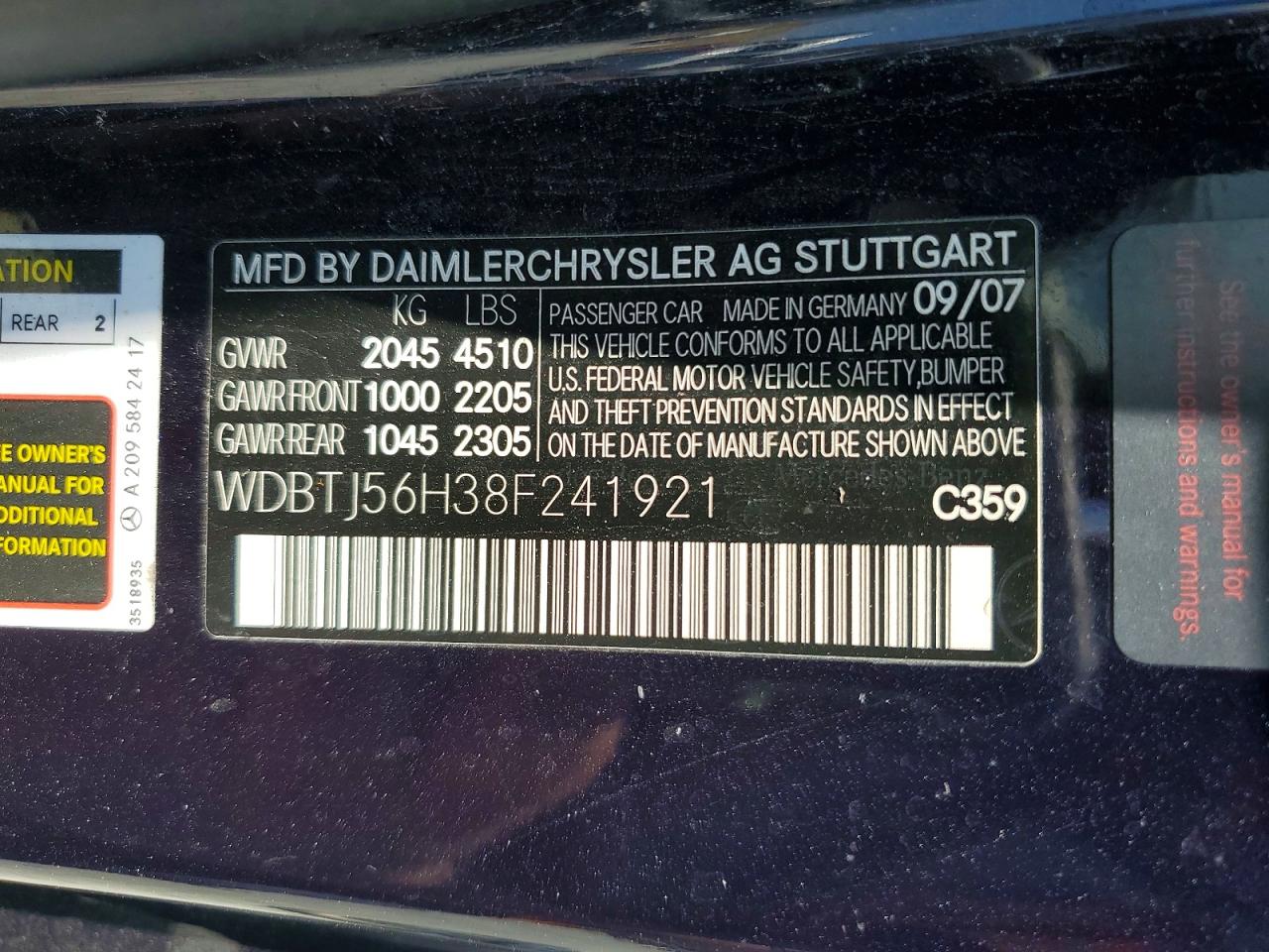 2008 Mercedes-benz Clk 350 Синий vin: WDBTJ56H38F241921