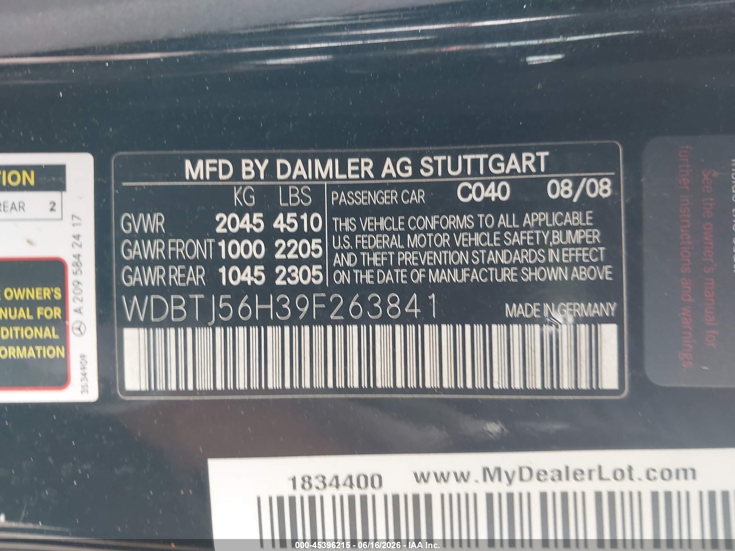 2009 Mercedes-benz Clk 350   Black vin: WDBTJ56H39F263841