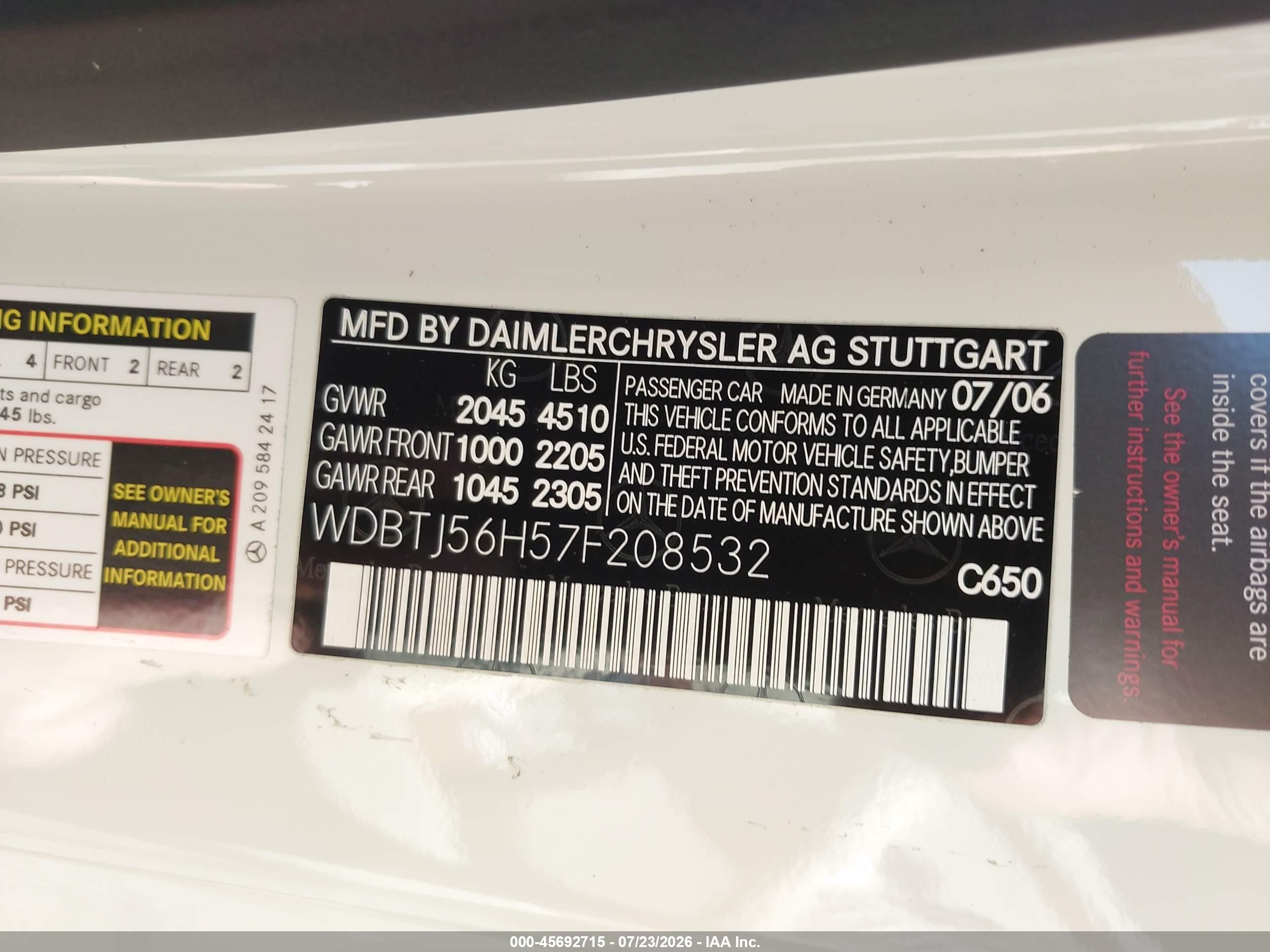 2007 Mercedes-benz Clk 350   White vin: WDBTJ56H57F208532