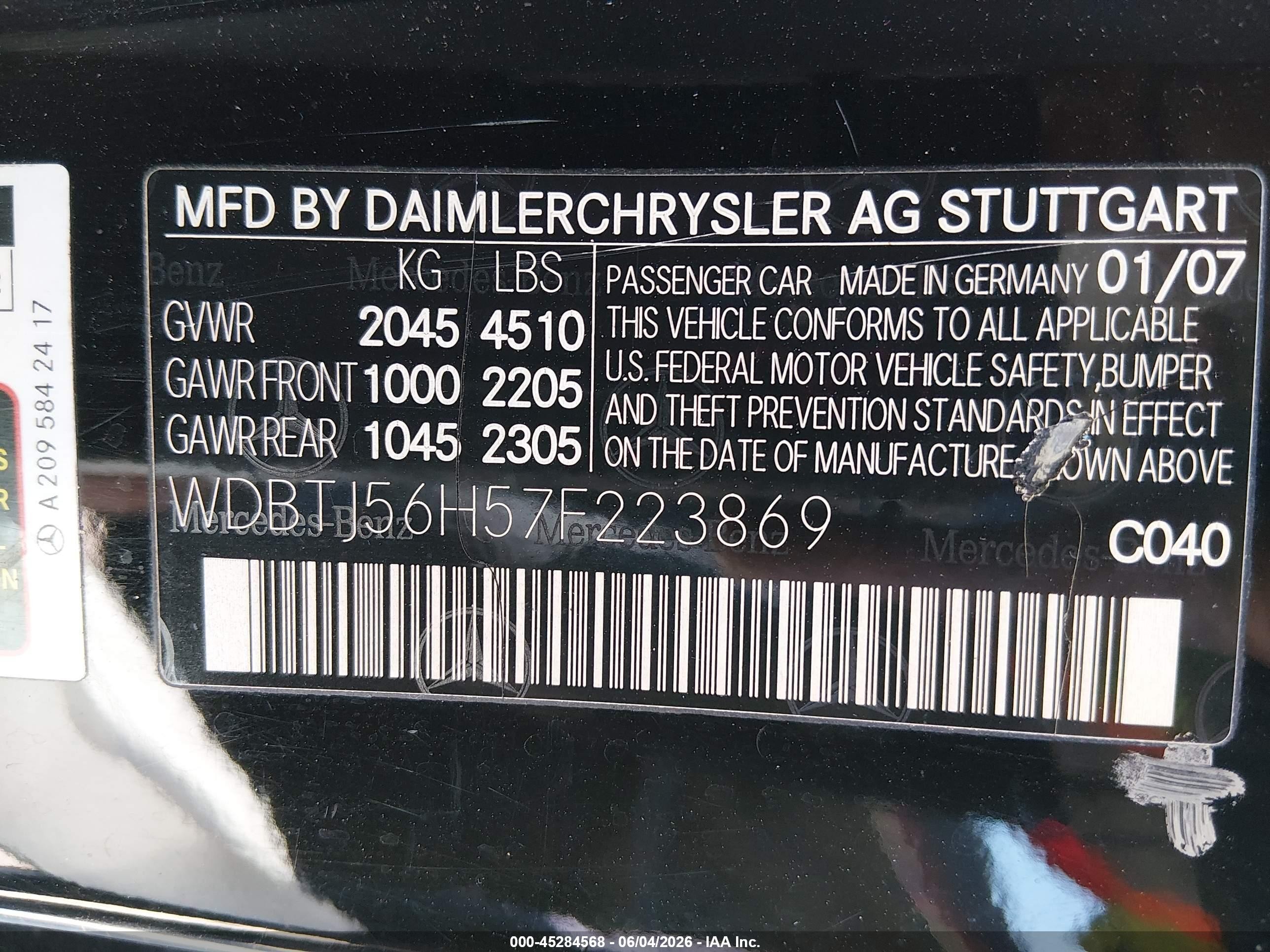 2007 Mercedes-benz Clk 350 Черный vin: WDBTJ56H57F223869