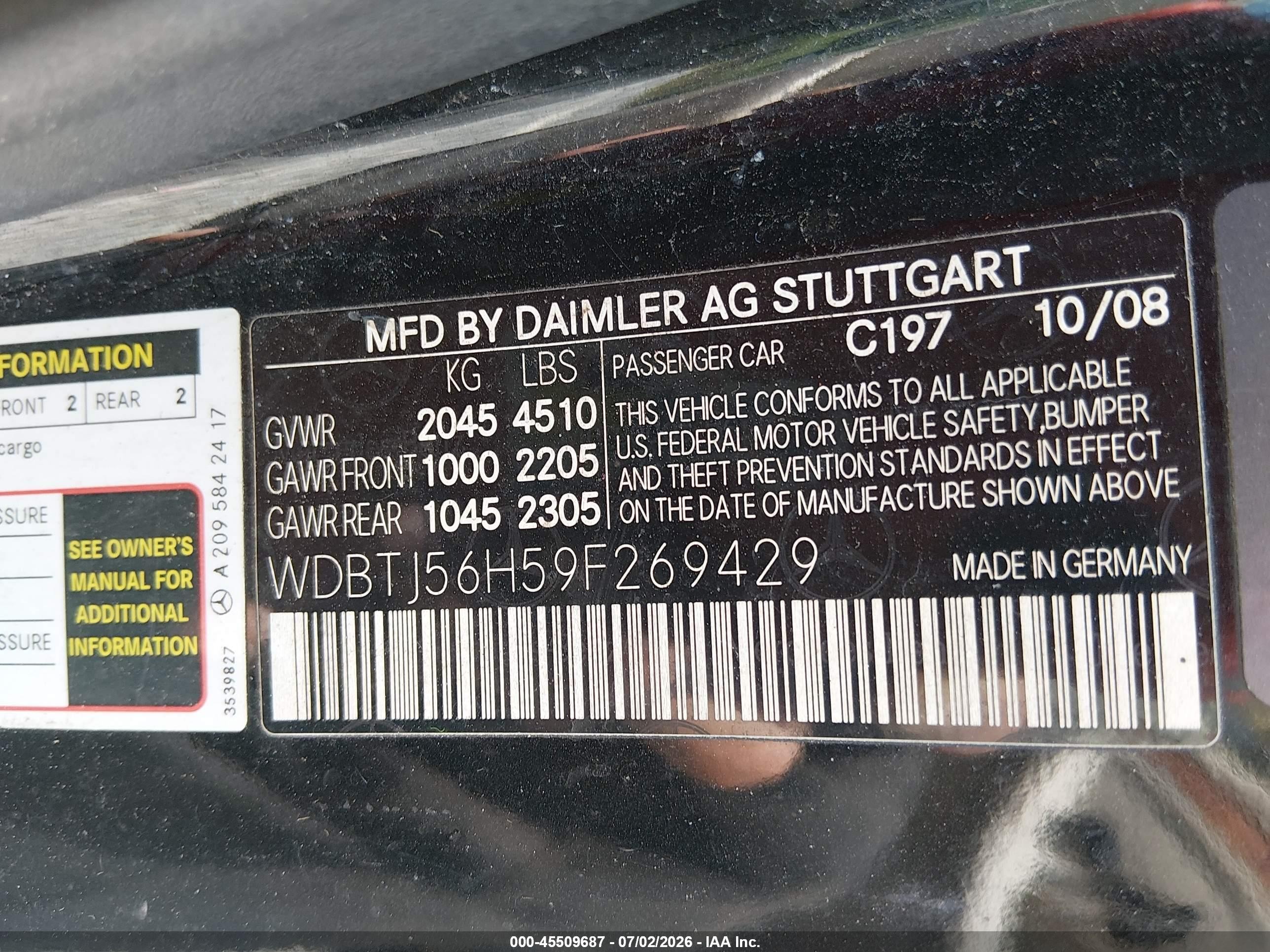 2009 Mercedes-benz Clk 350   Black vin: WDBTJ56H59F269429