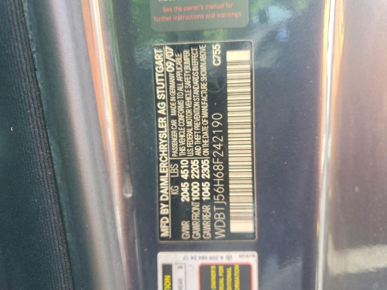 2008 Mercedes-benz Clk 350 Угольный vin: WDBTJ56H68F242190