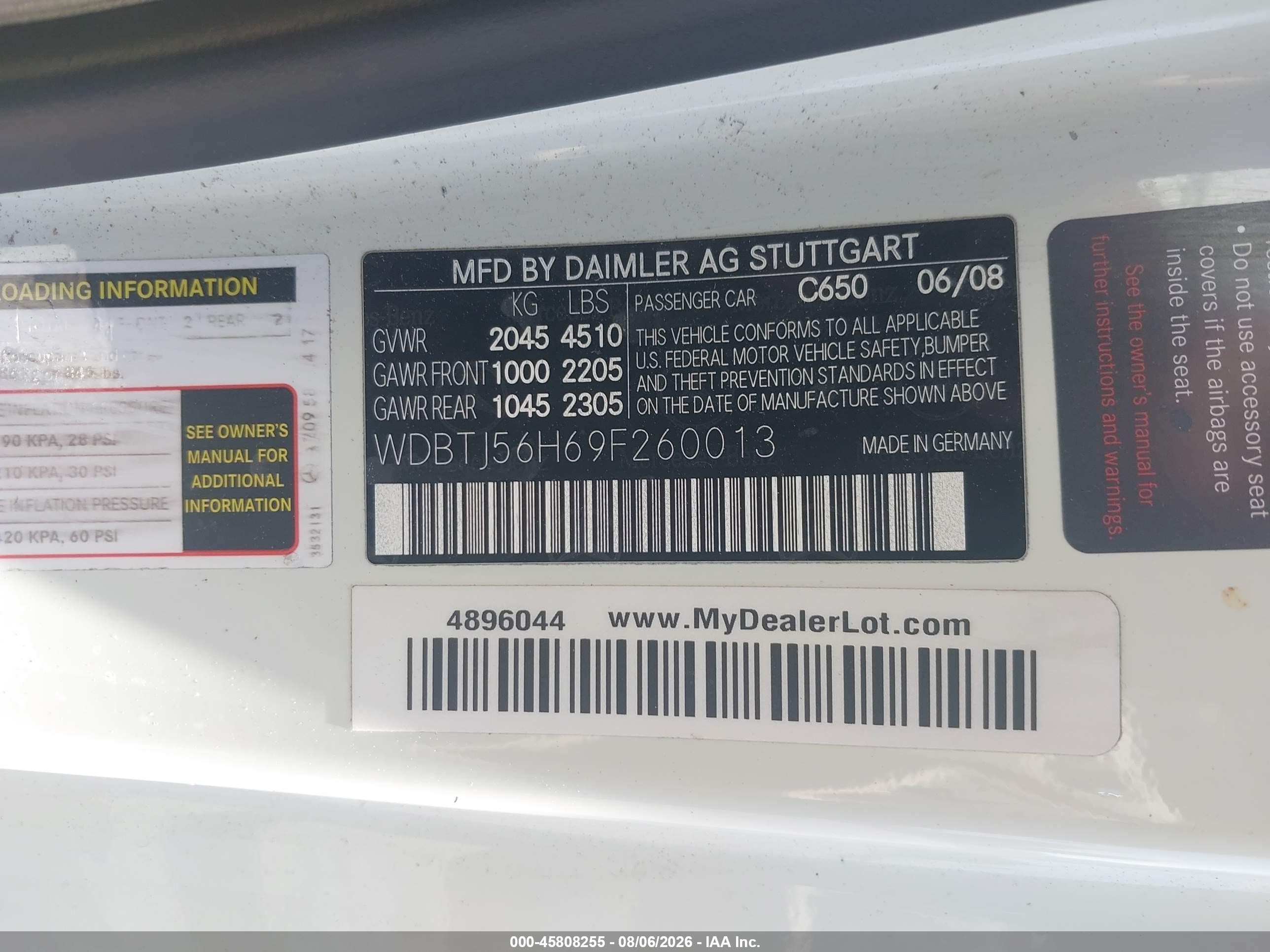 2009 Mercedes-benz Clk 350 White vin: WDBTJ56H69F260013