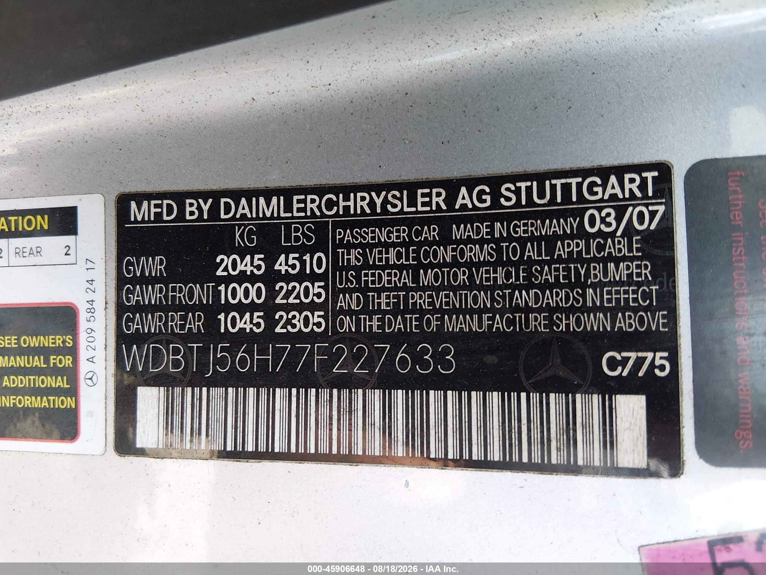 2007 Mercedes-benz Clk 350   Silver vin: WDBTJ56H77F227633