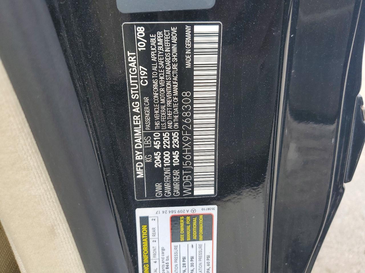 2009 Mercedes-benz Clk 350 Black vin: WDBTJ56HX9F268308