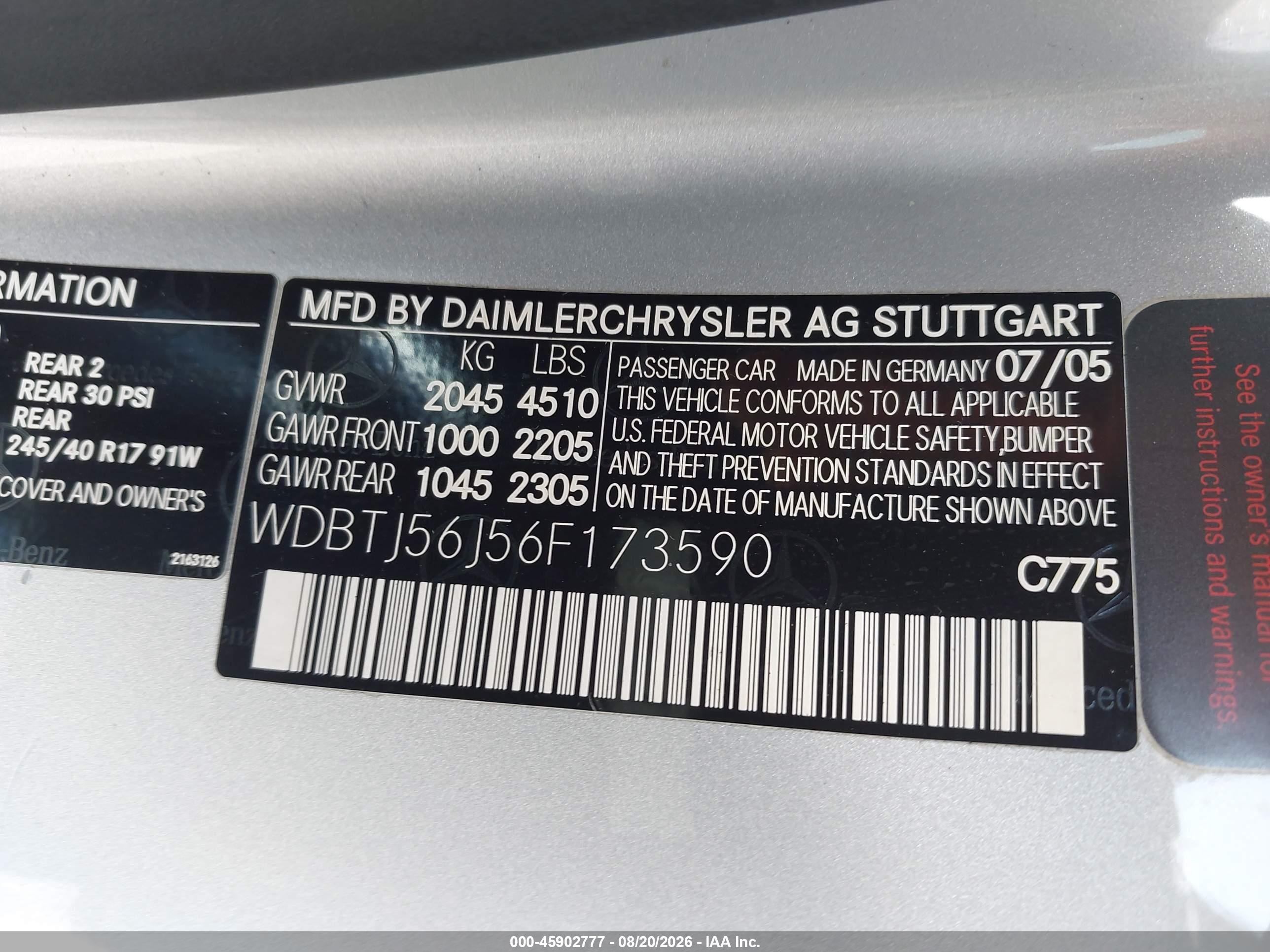 2006 Mercedes-benz Clk 350   Silver vin: WDBTJ56J56F173590