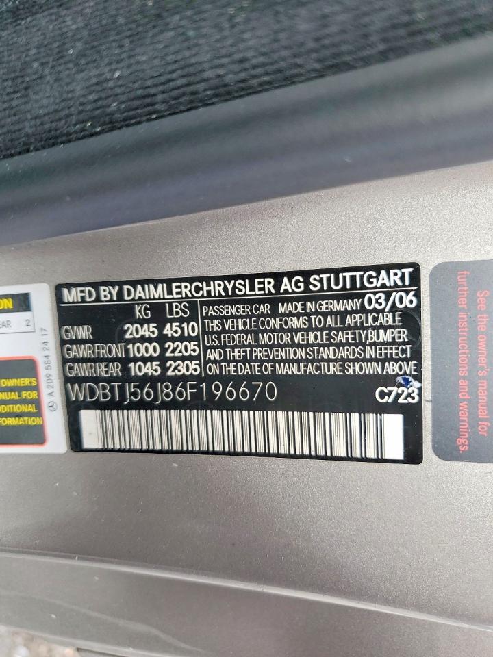 2006 Mercedes-benz Clk 350 Gray vin: WDBTJ56J86F196670