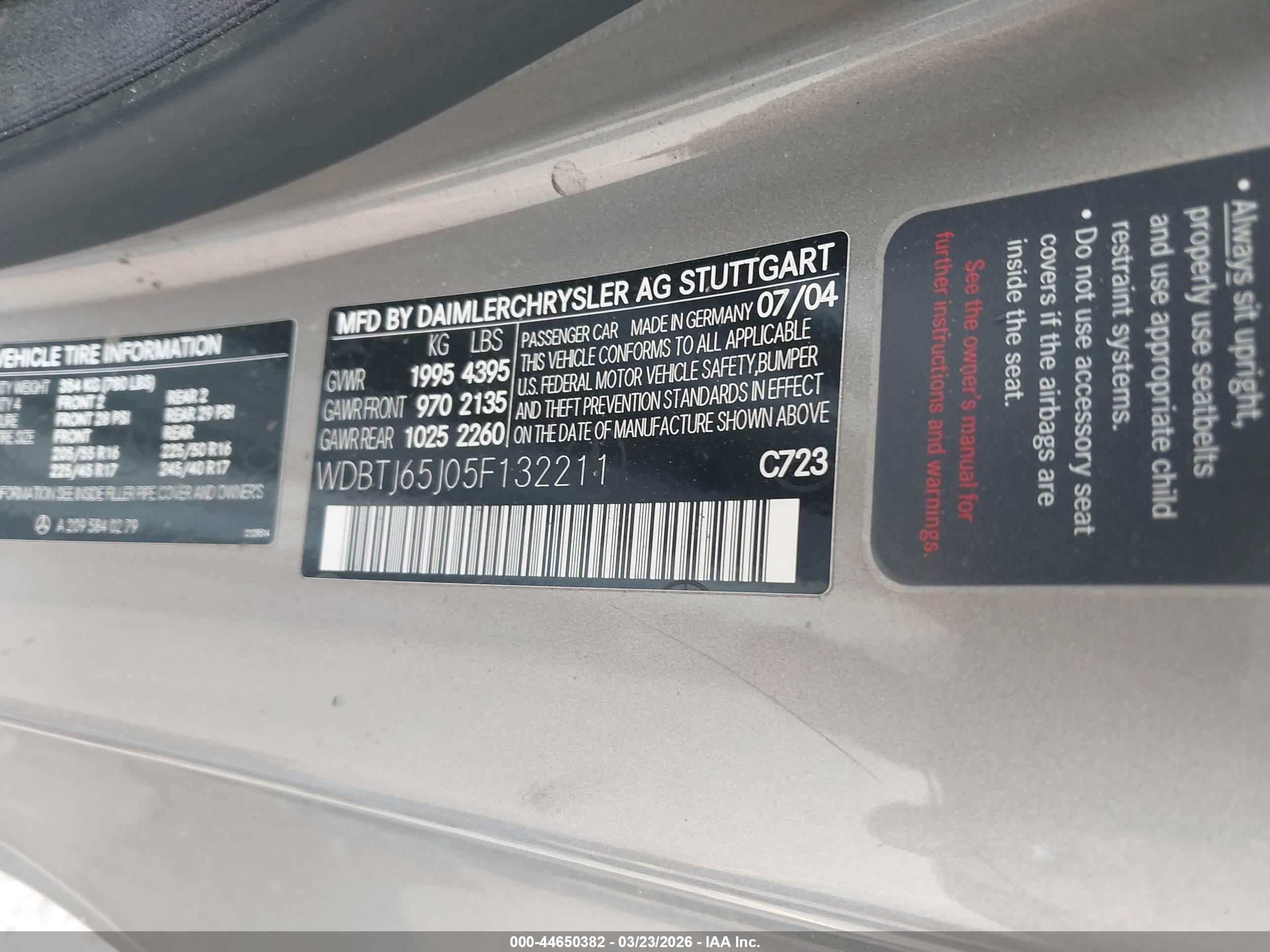 2005 Mercedes-benz Clk 320   Gray vin: WDBTJ65J05F132211