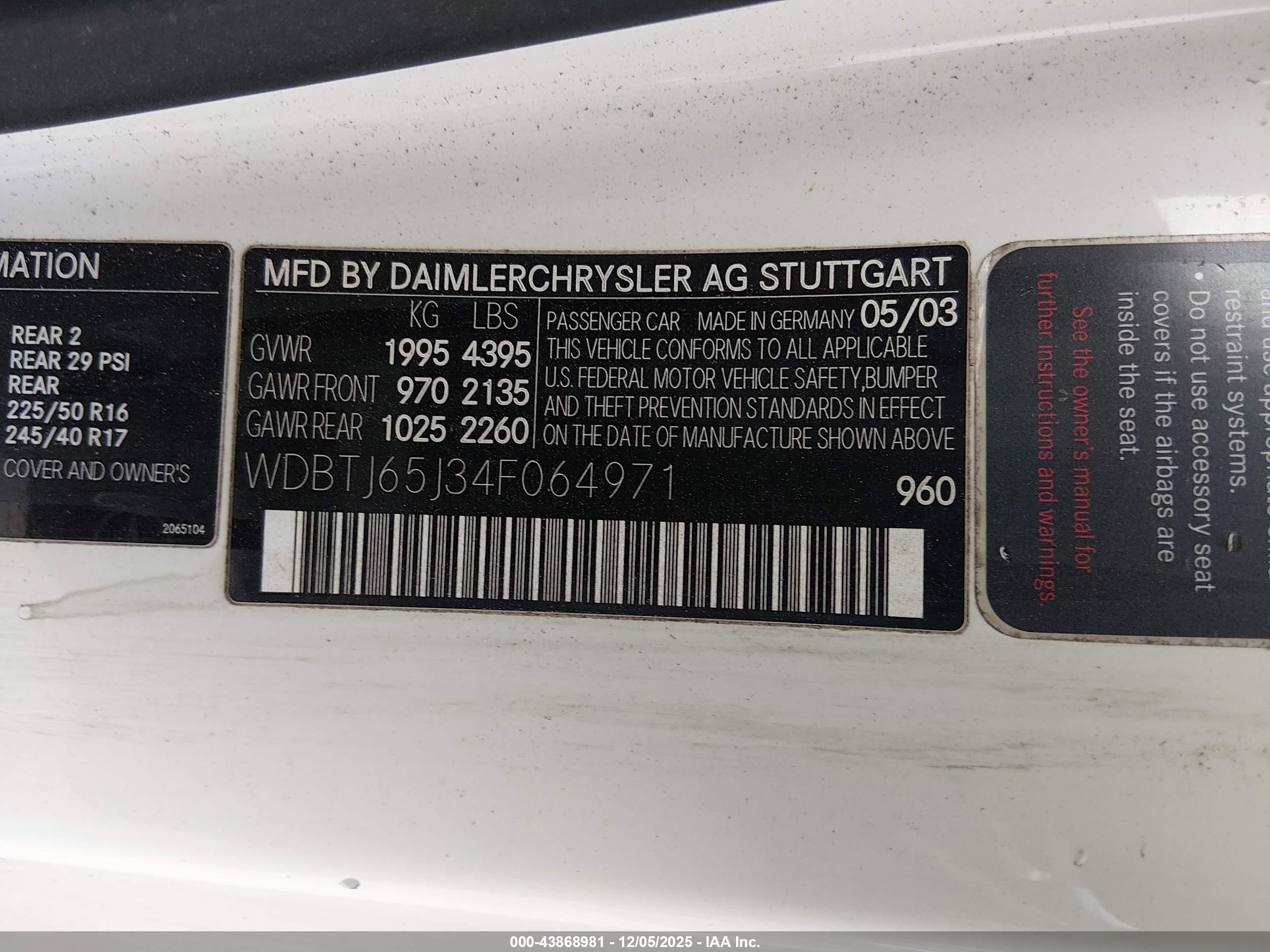 2004 Mercedes-benz Clk 320   White vin: WDBTJ65J34F064971