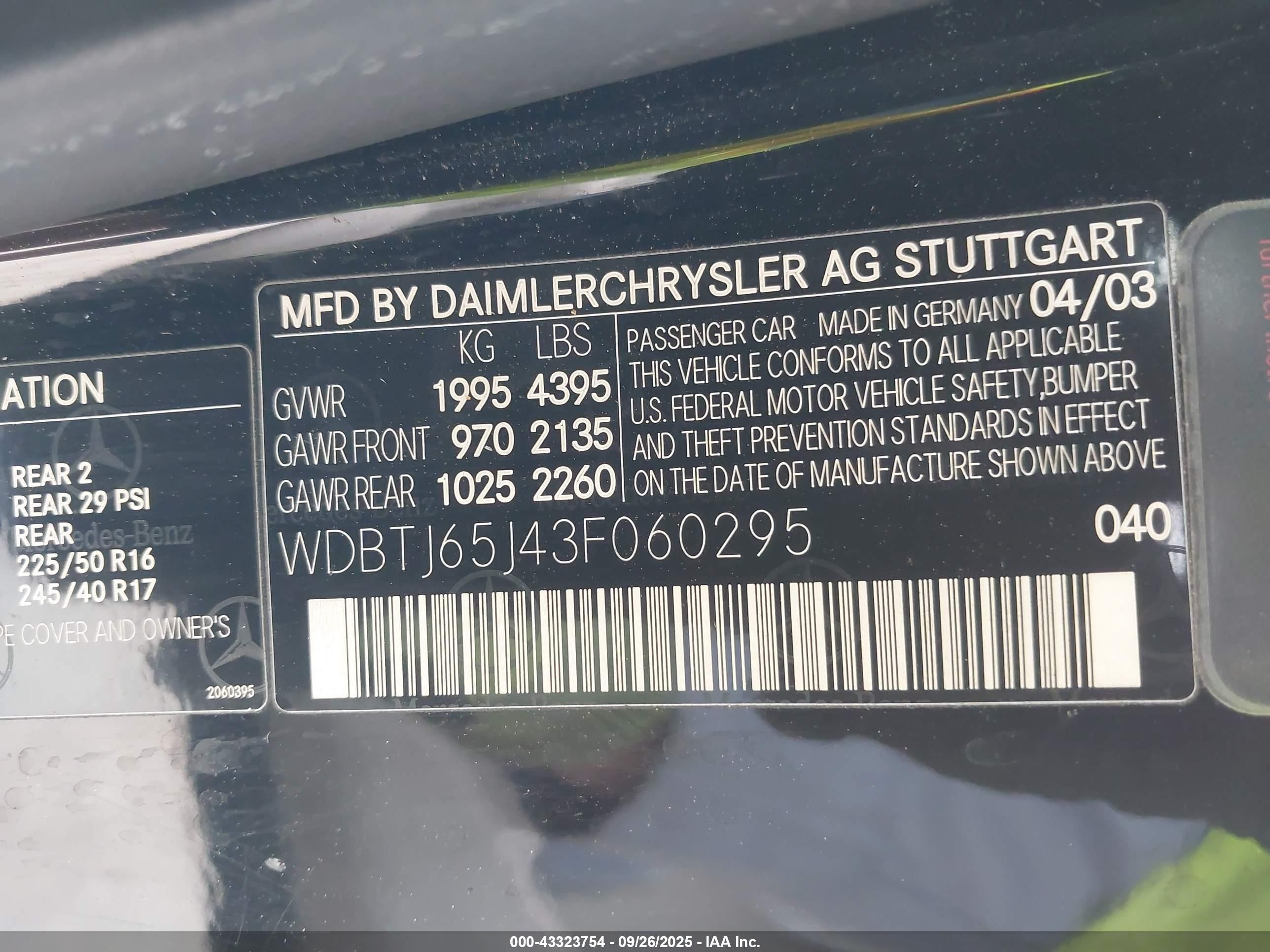 2003 Mercedes-benz Clk 320   Black vin: WDBTJ65J43F060295