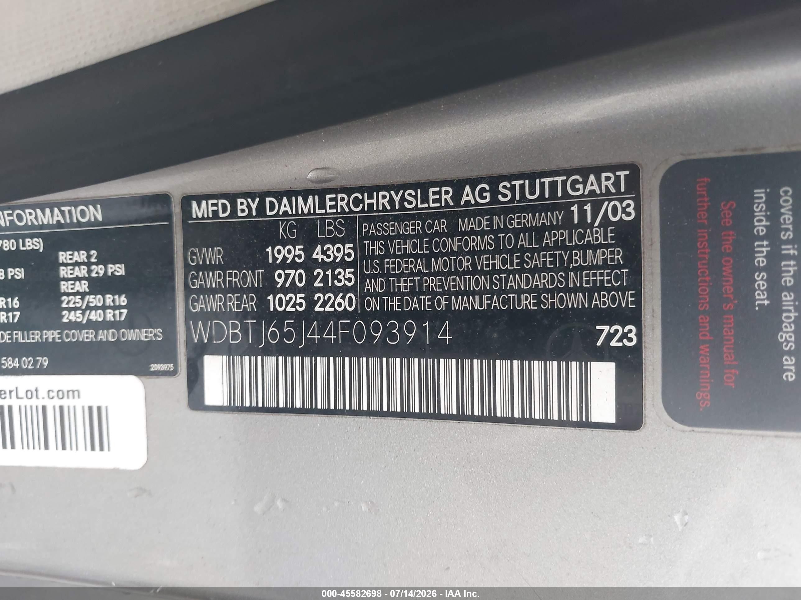 2004 Mercedes-benz Clk 320   Gray vin: WDBTJ65J44F093914