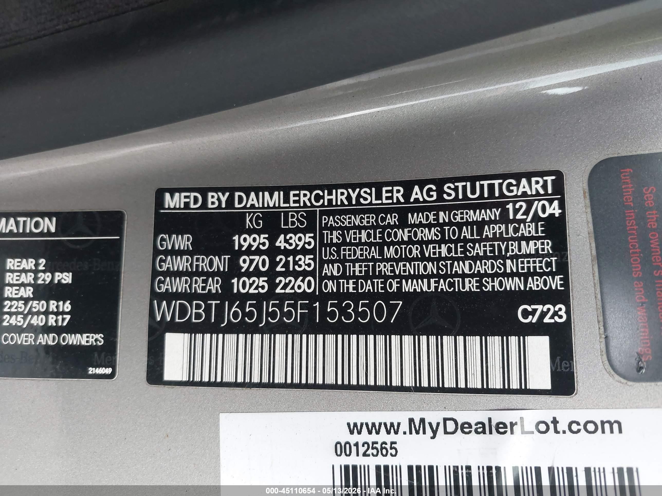 2005 Mercedes-benz Clk 320   Silver vin: WDBTJ65J55F153507