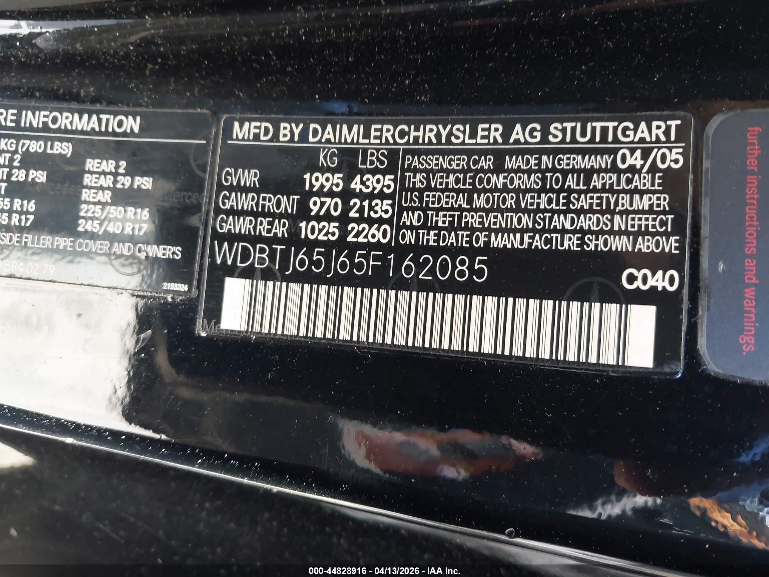 2005 Mercedes-benz Clk 320   Black vin: WDBTJ65J65F162085