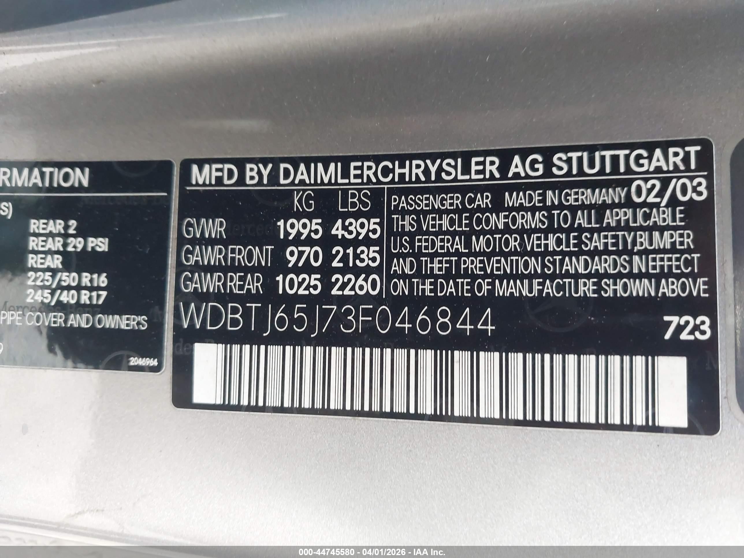 2003 Mercedes-benz Clk 320   Silver vin: WDBTJ65J73F046844