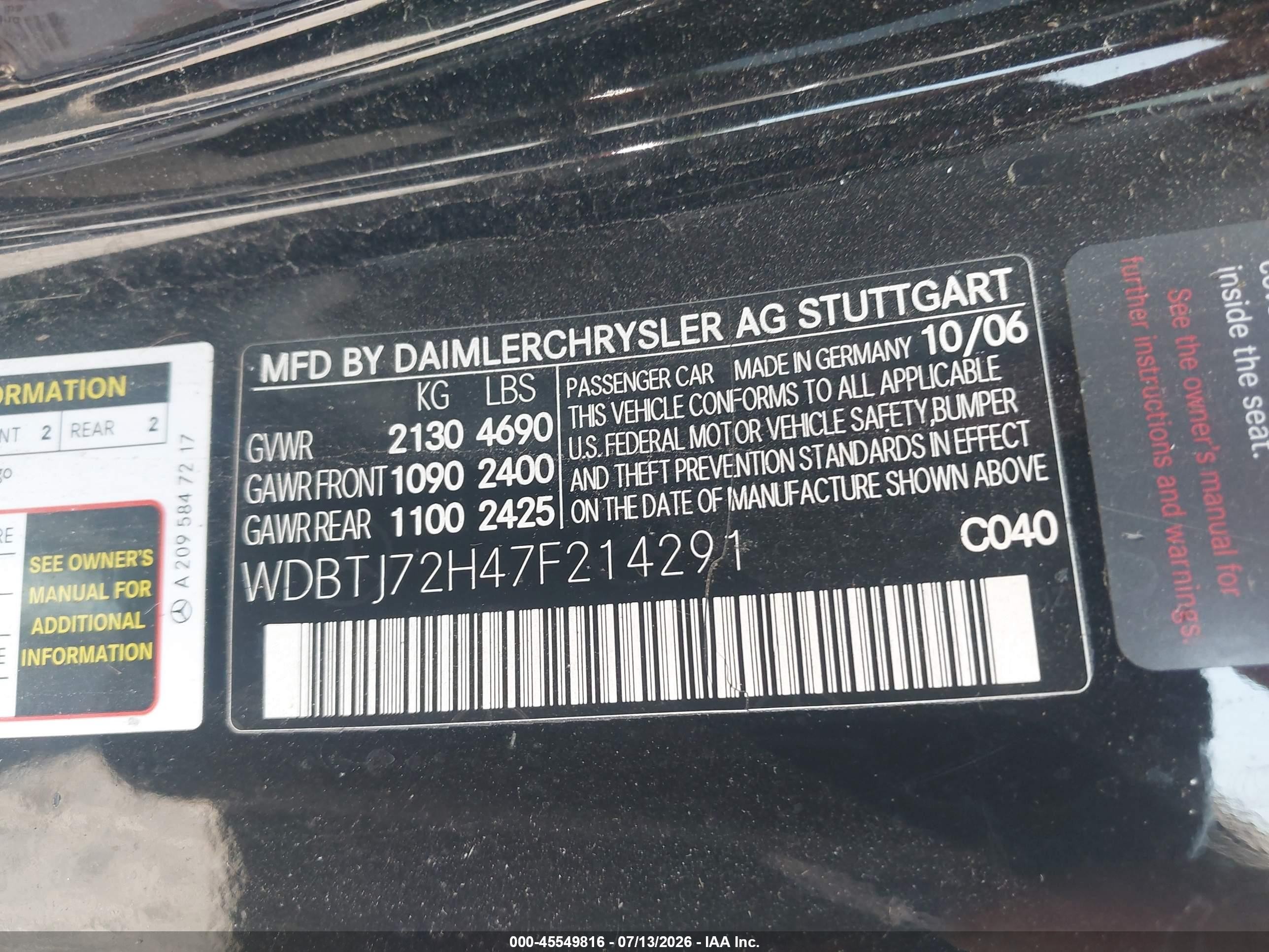 2007 Mercedes-benz Clk 550   Black vin: WDBTJ72H47F214291