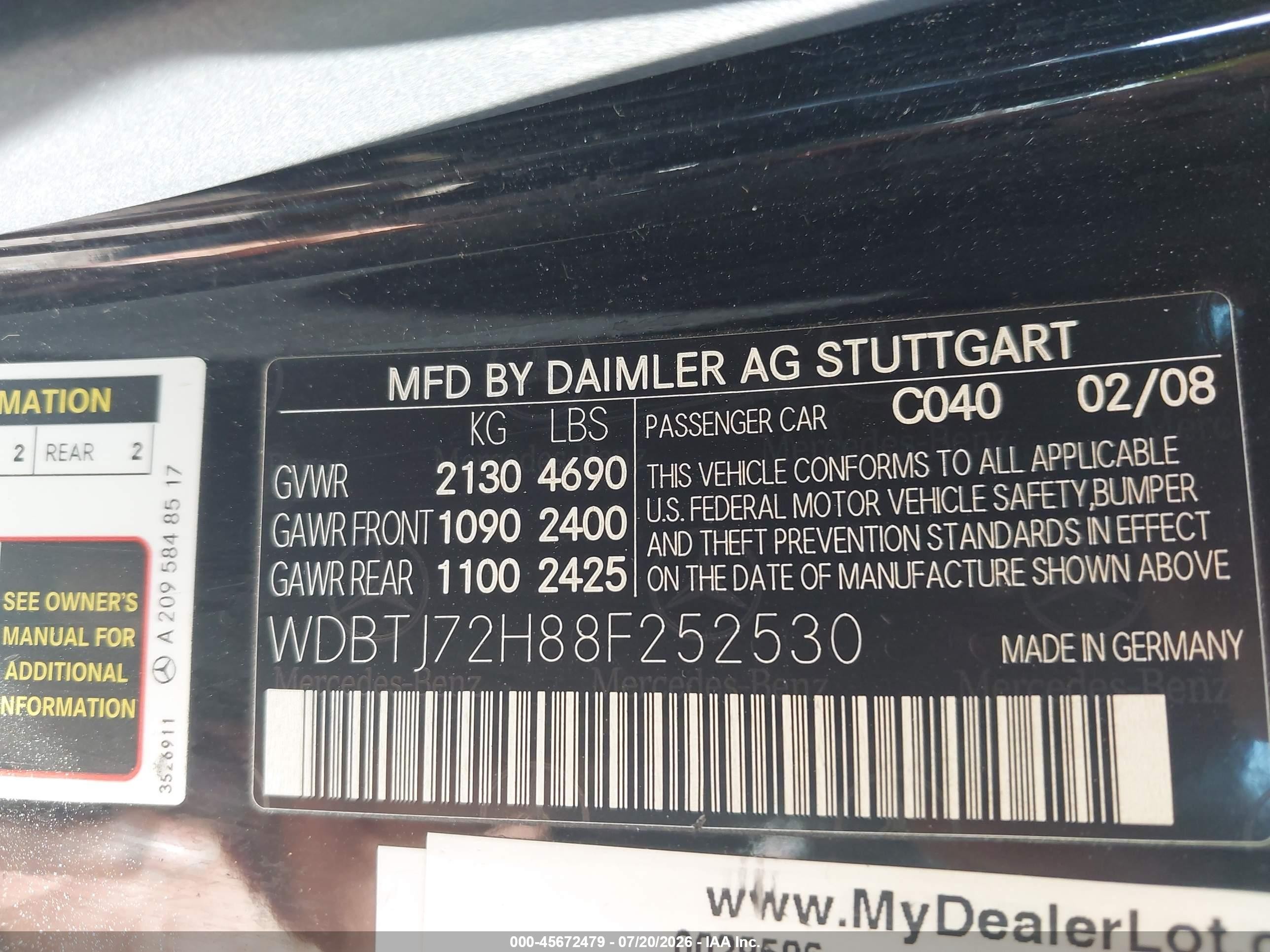 2008 Mercedes-benz Clk 550   Черный vin: WDBTJ72H88F252530