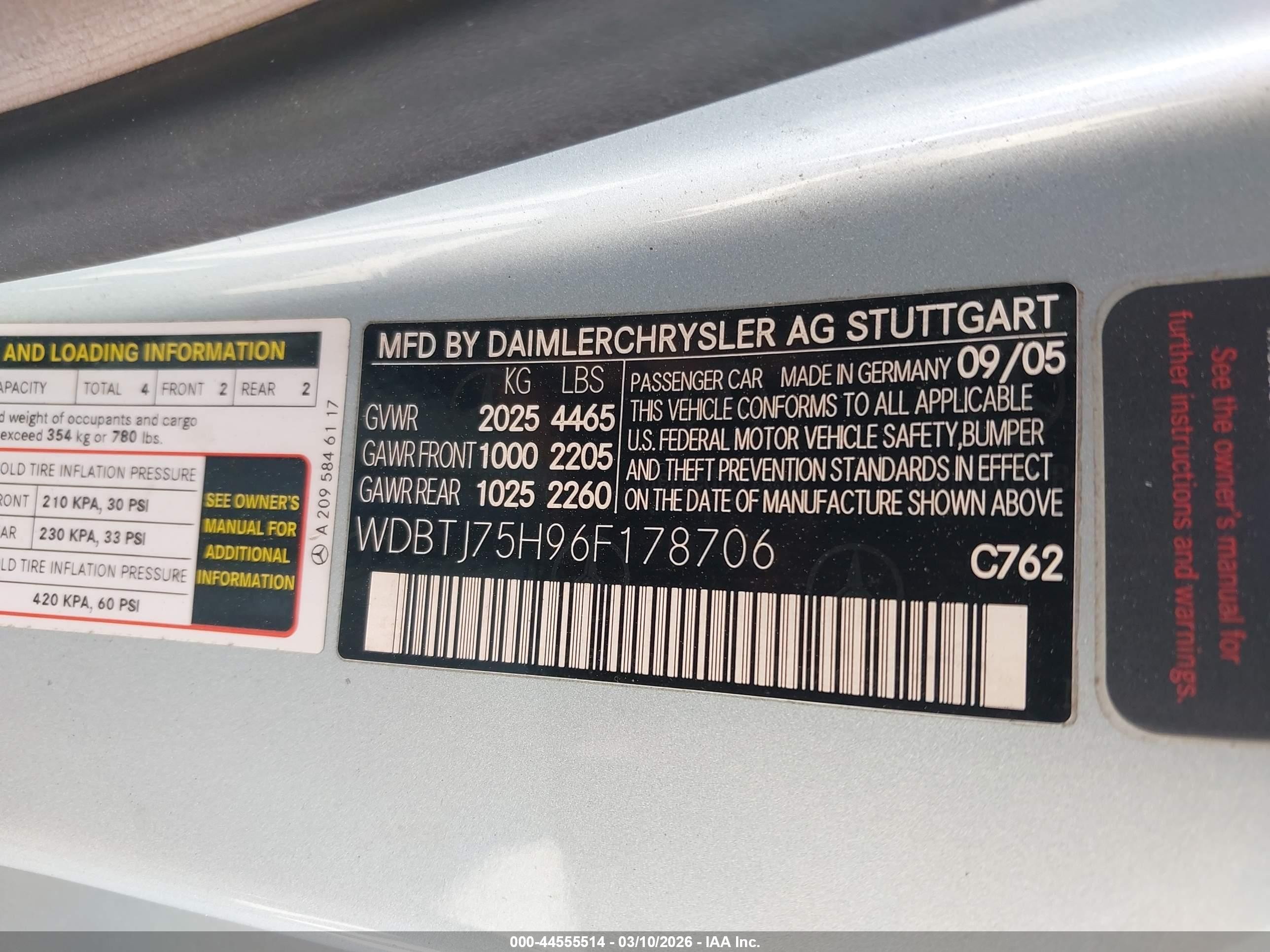 2006 Mercedes-benz Clk 500   Blue vin: WDBTJ75H96F178706