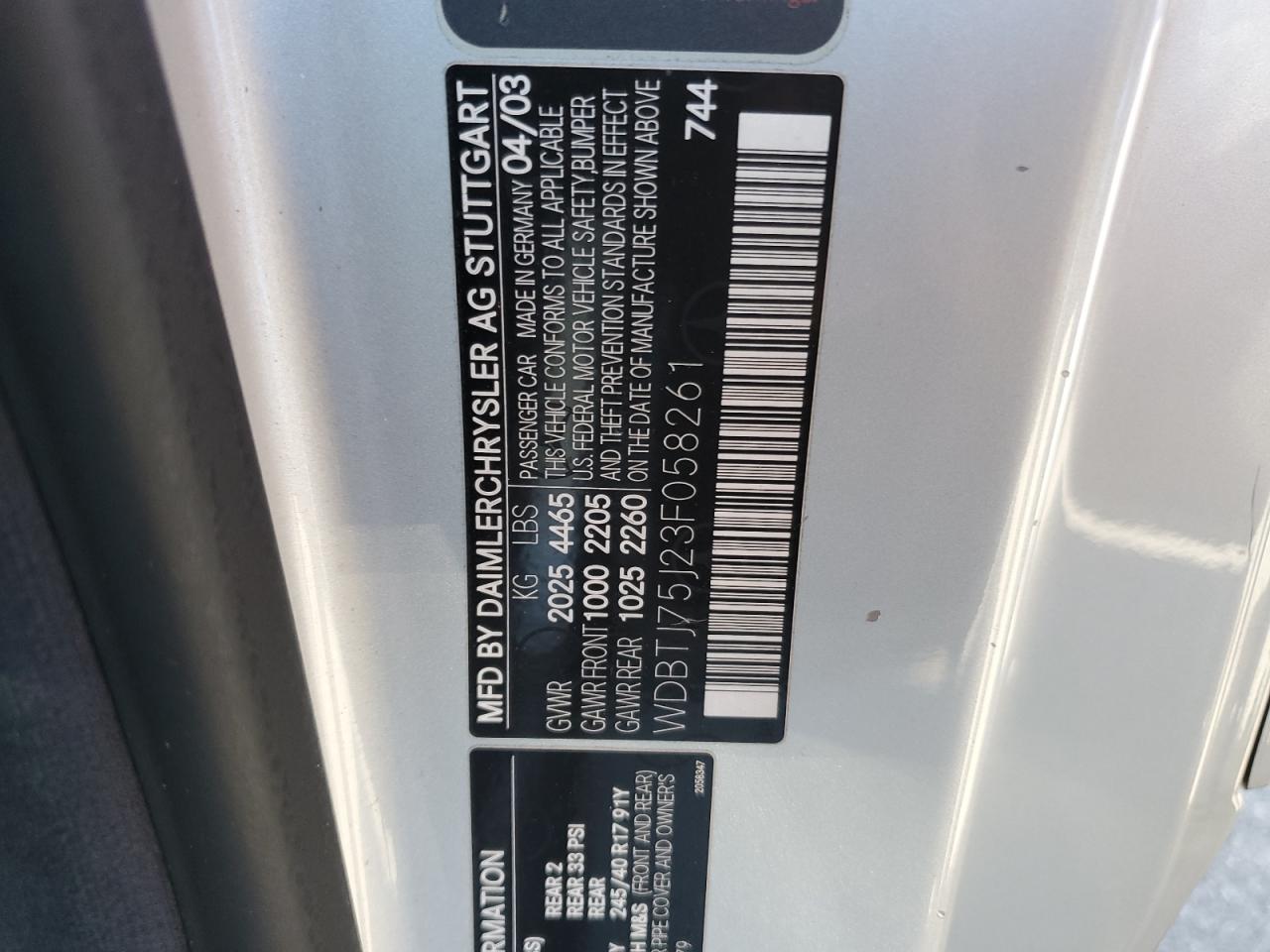 2003 Mercedes-benz Clk 500 Серебряный vin: WDBTJ75J23F058261
