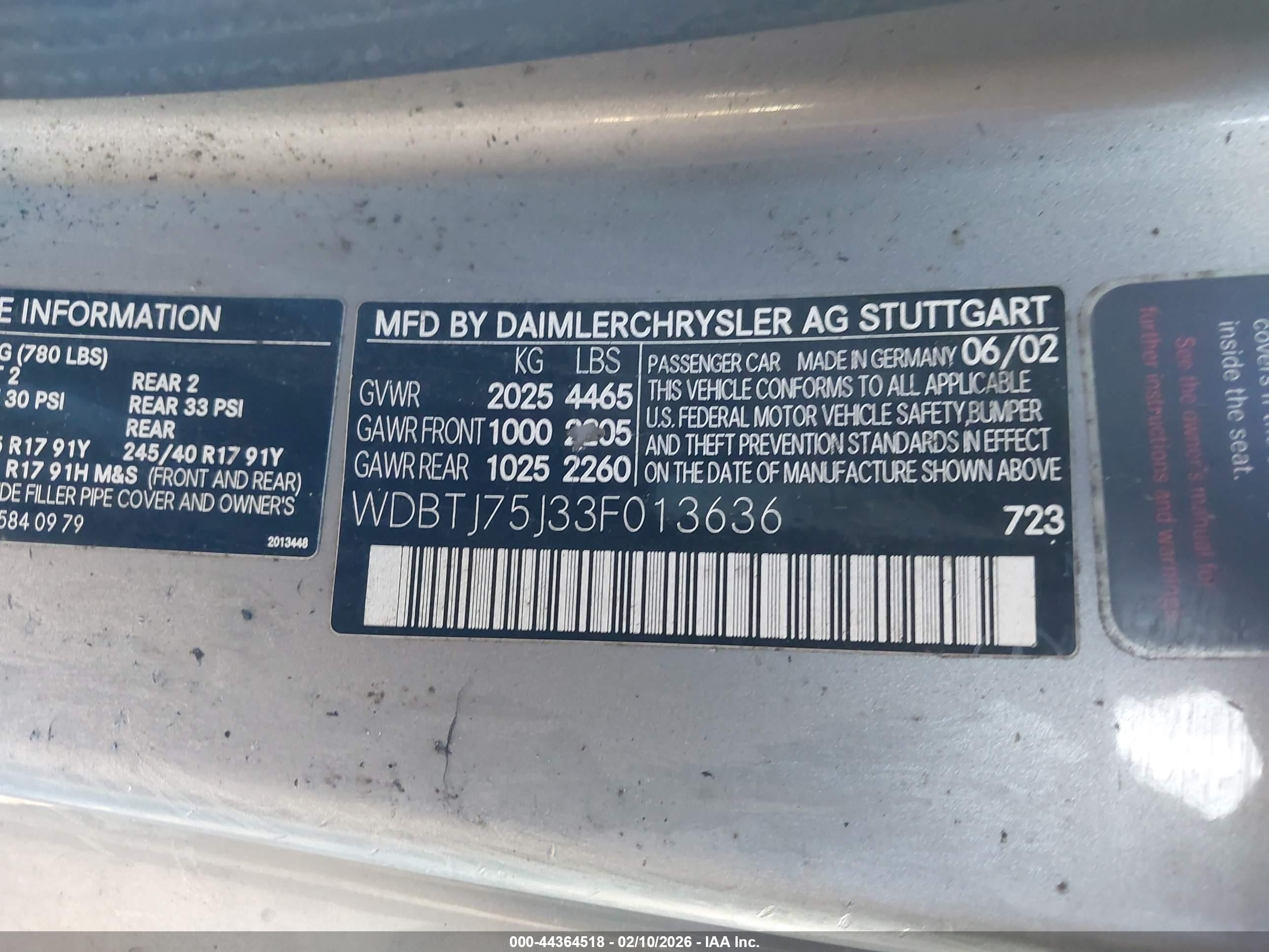 2003 Mercedes-benz Clk 500   Champagne vin: WDBTJ75J33F013636