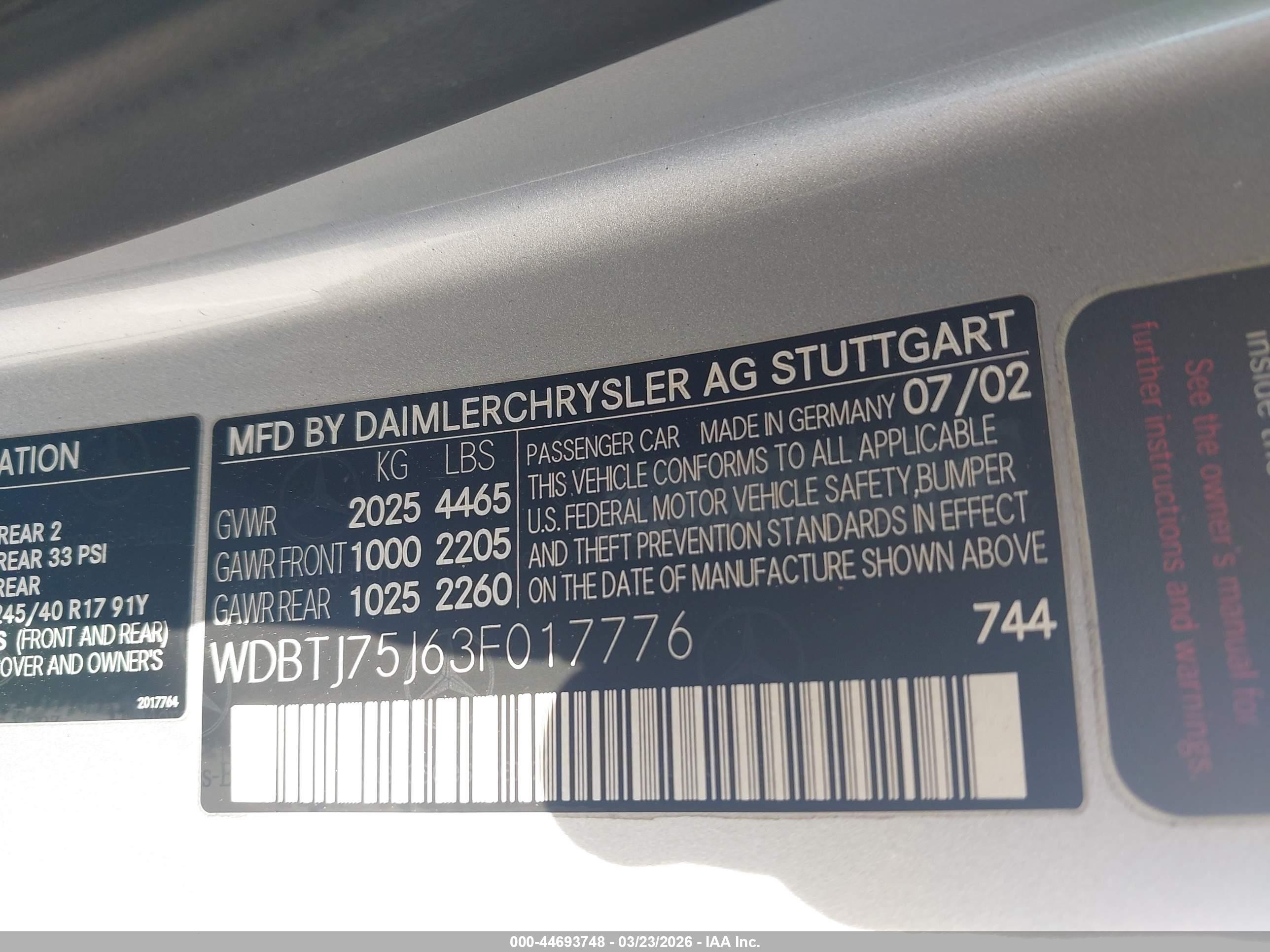 2003 Mercedes-benz Clk 500   Silver vin: WDBTJ75J63F017776