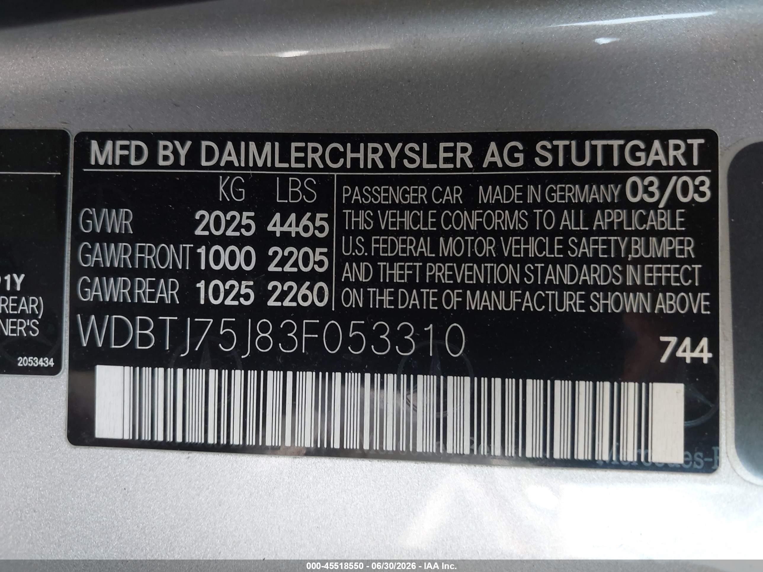 2003 Mercedes-benz Clk 500   Silver vin: WDBTJ75J83F053310