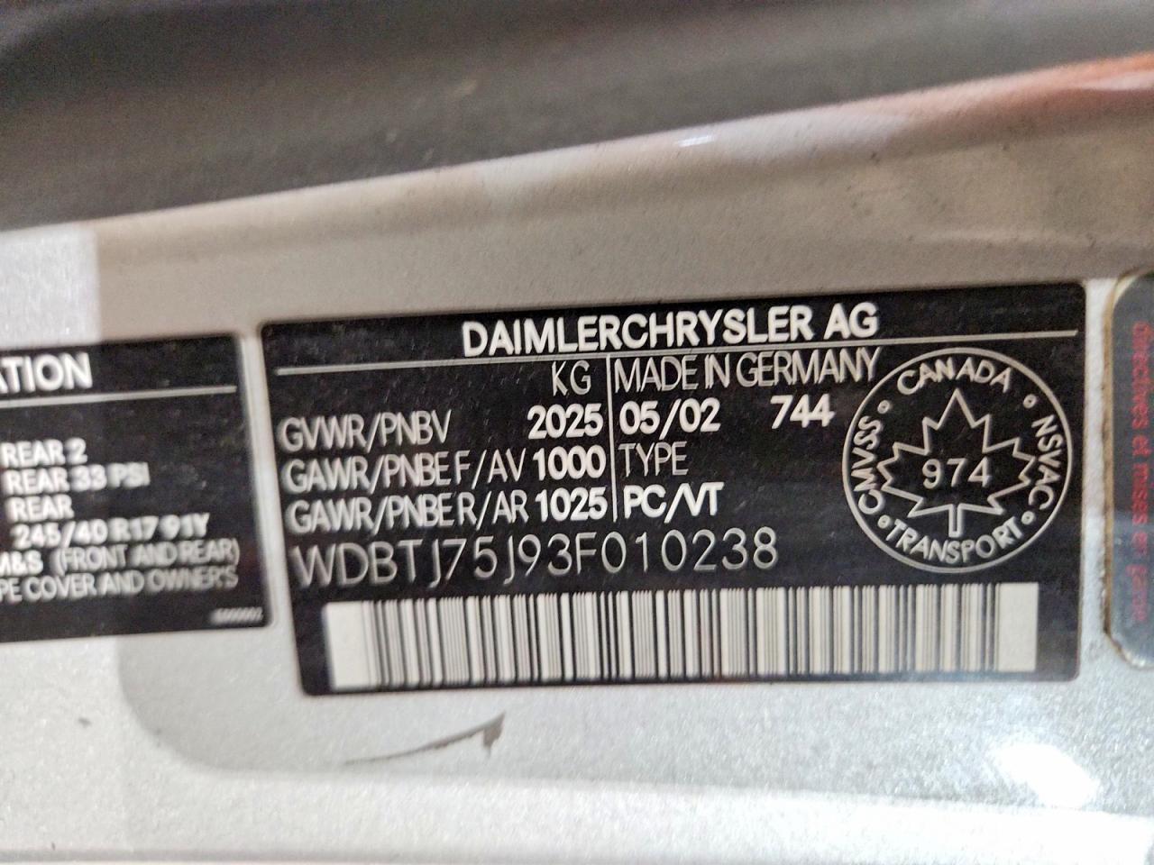 2003 Mercedes-benz Clk 500 Silver vin: WDBTJ75J93F010238