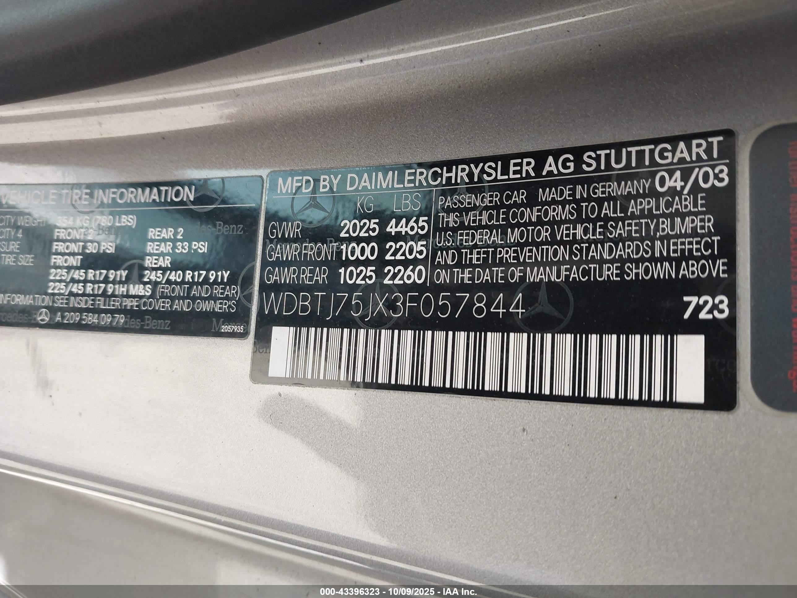 2003 Mercedes-benz Clk 500 Silver vin: WDBTJ75JX3F057844