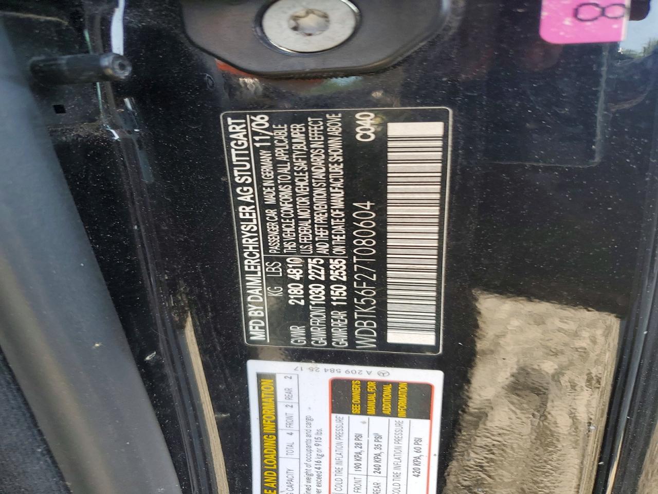 2007 Mercedes-benz Clk 350 Black vin: WDBTK56F27T080604