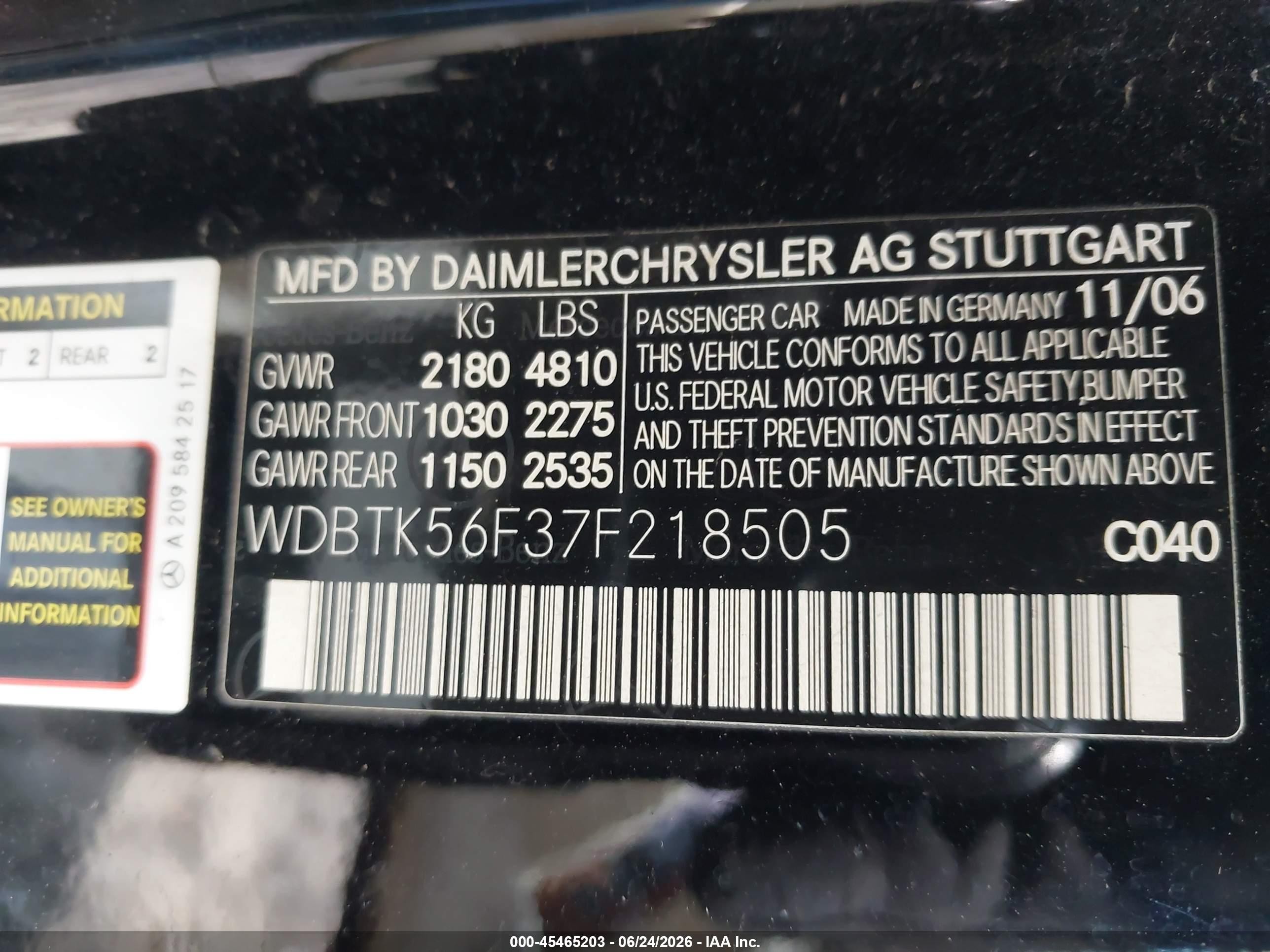 2007 Mercedes-benz Clk 350   Черный vin: WDBTK56F37F218505